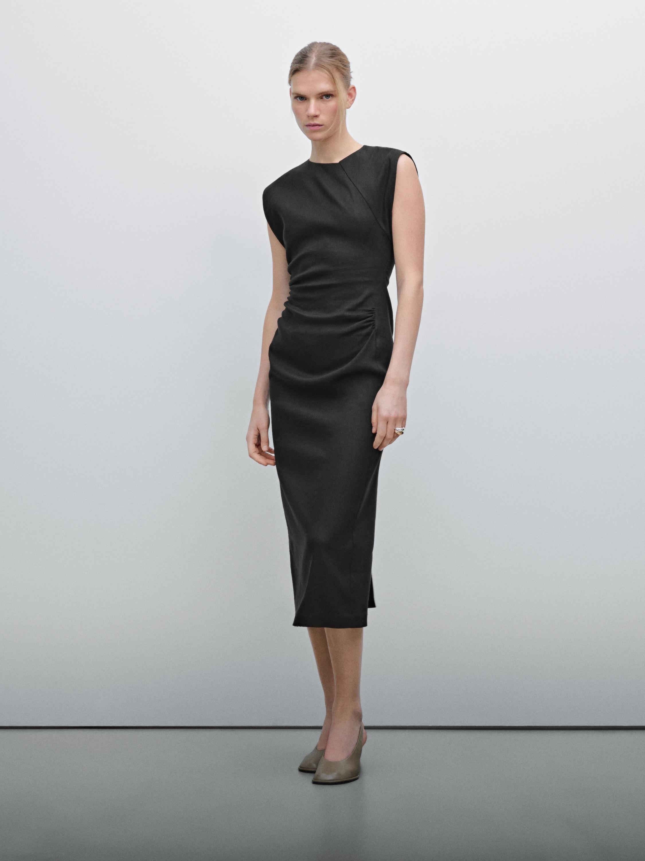 Robe midi froncée