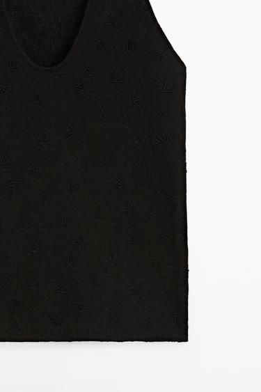Flowing top with embroidery — BLACK 7