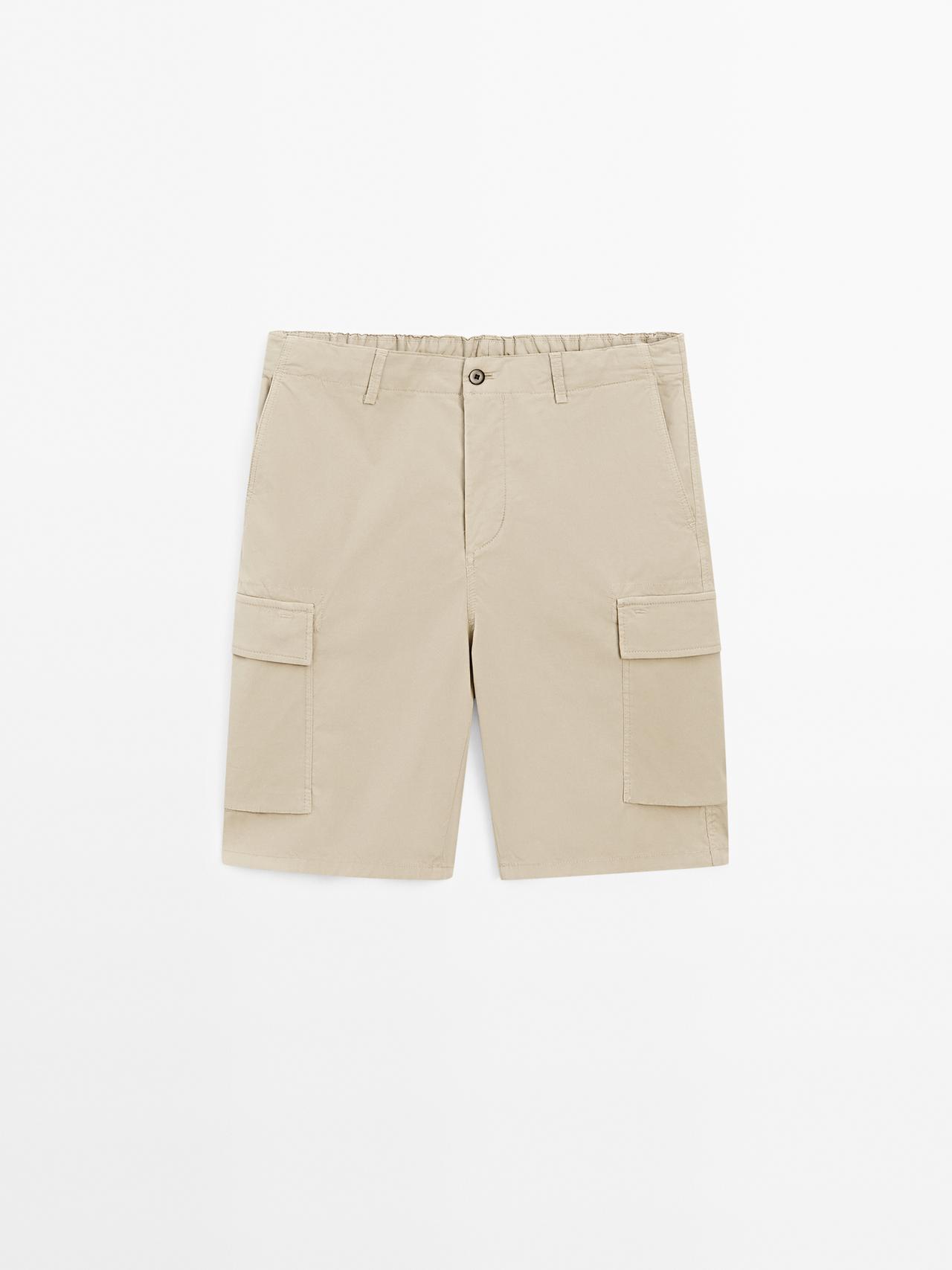 Massimo Dutti - Heren - Cargo Bermuda Van Katoenmix - Zand - 46