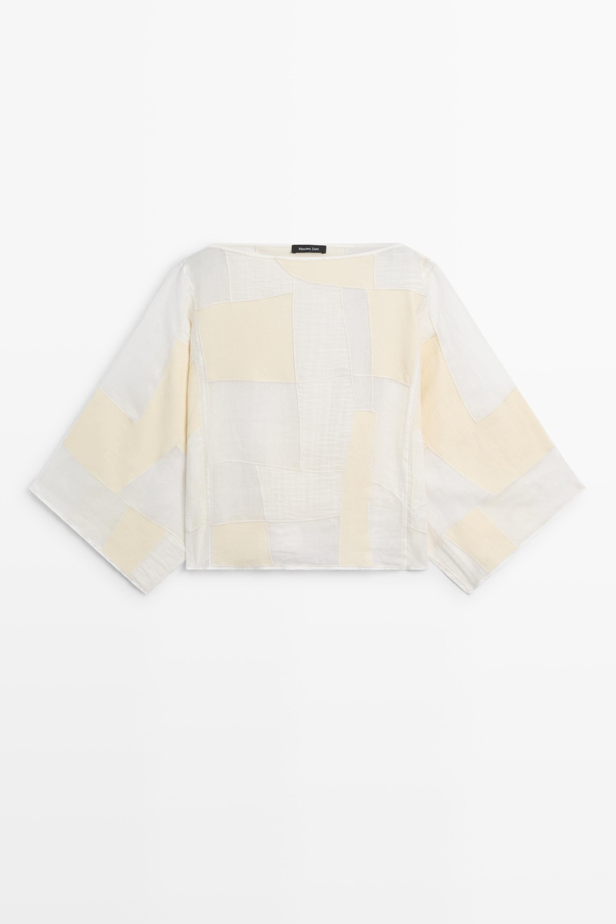 Bluza s lađa izrezom i patchwork uzorkom