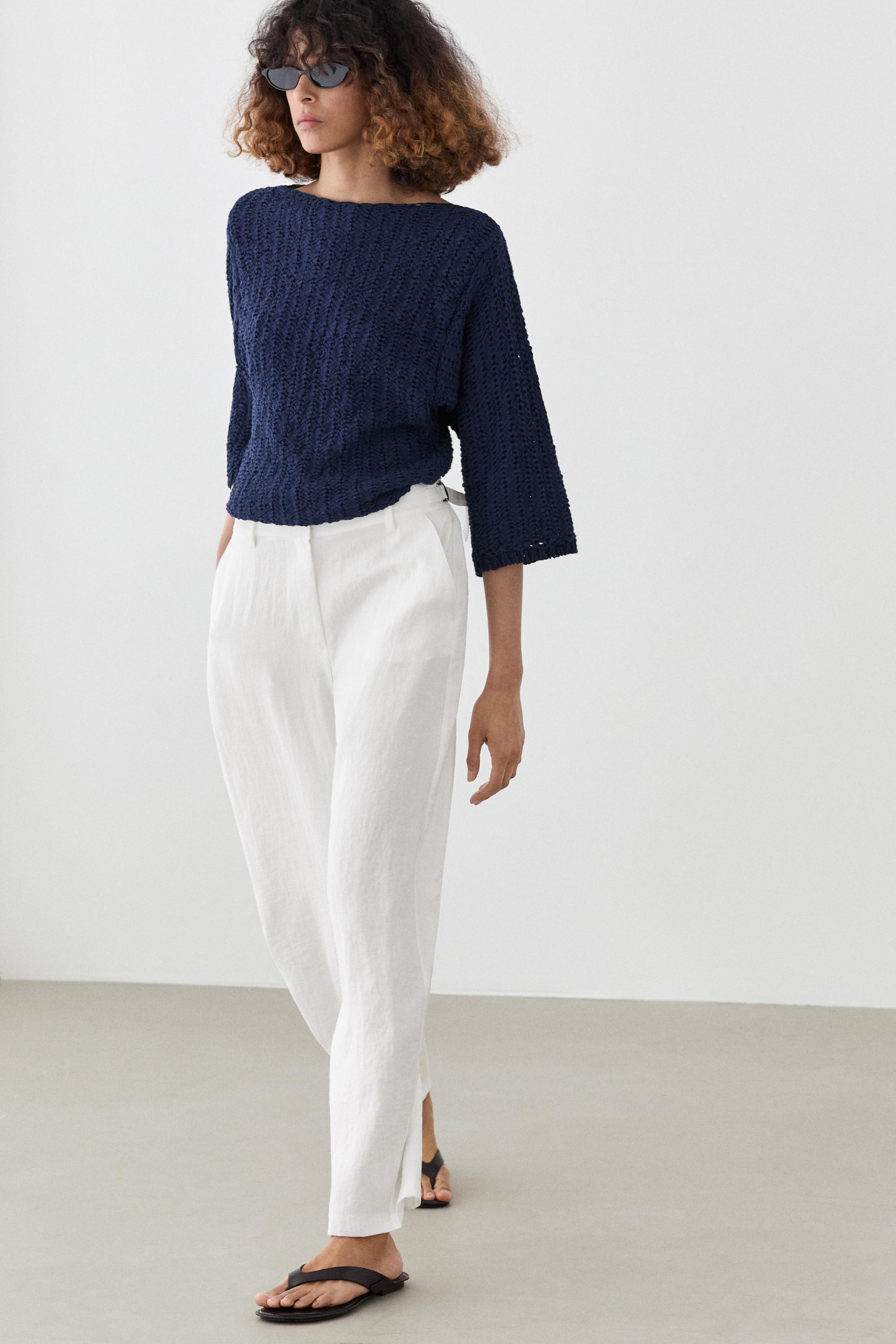 Flowing trousers with buckles — WHITE