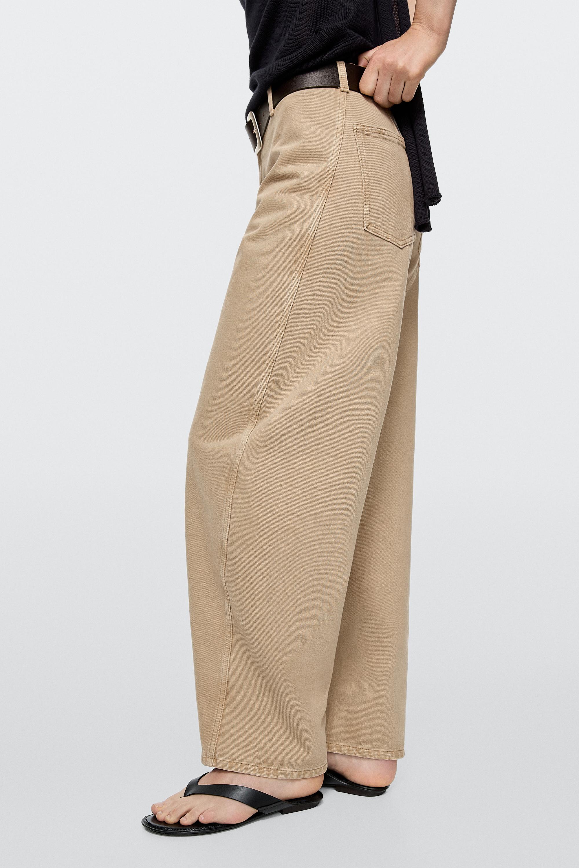 Barrel fit jeans with waist detail - LIMITED EDITION — STONE