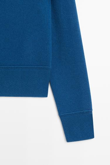 100% Wool Short Knit Cardigan — BLUE 7