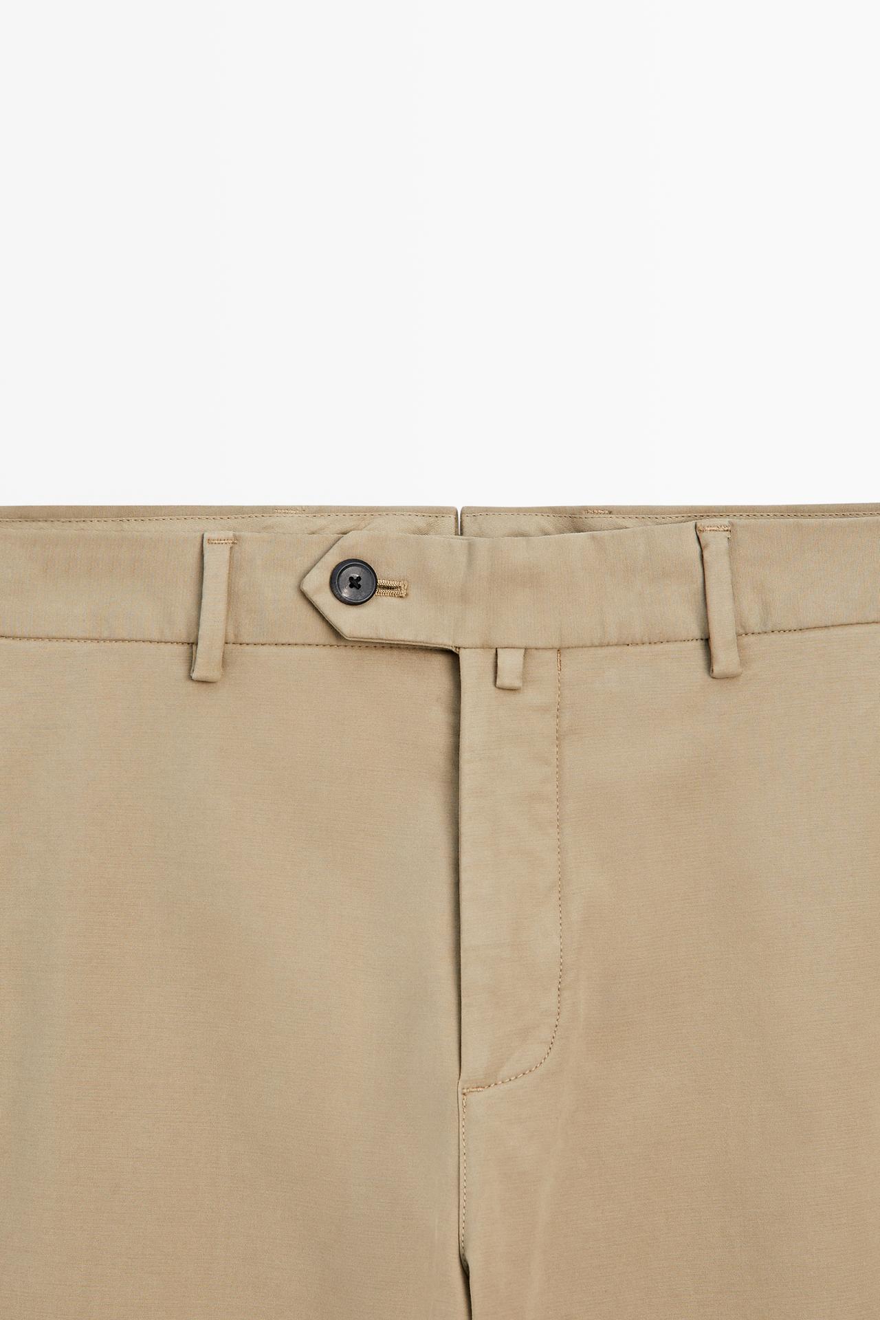 100% cotton slim fit pants — BEIGE