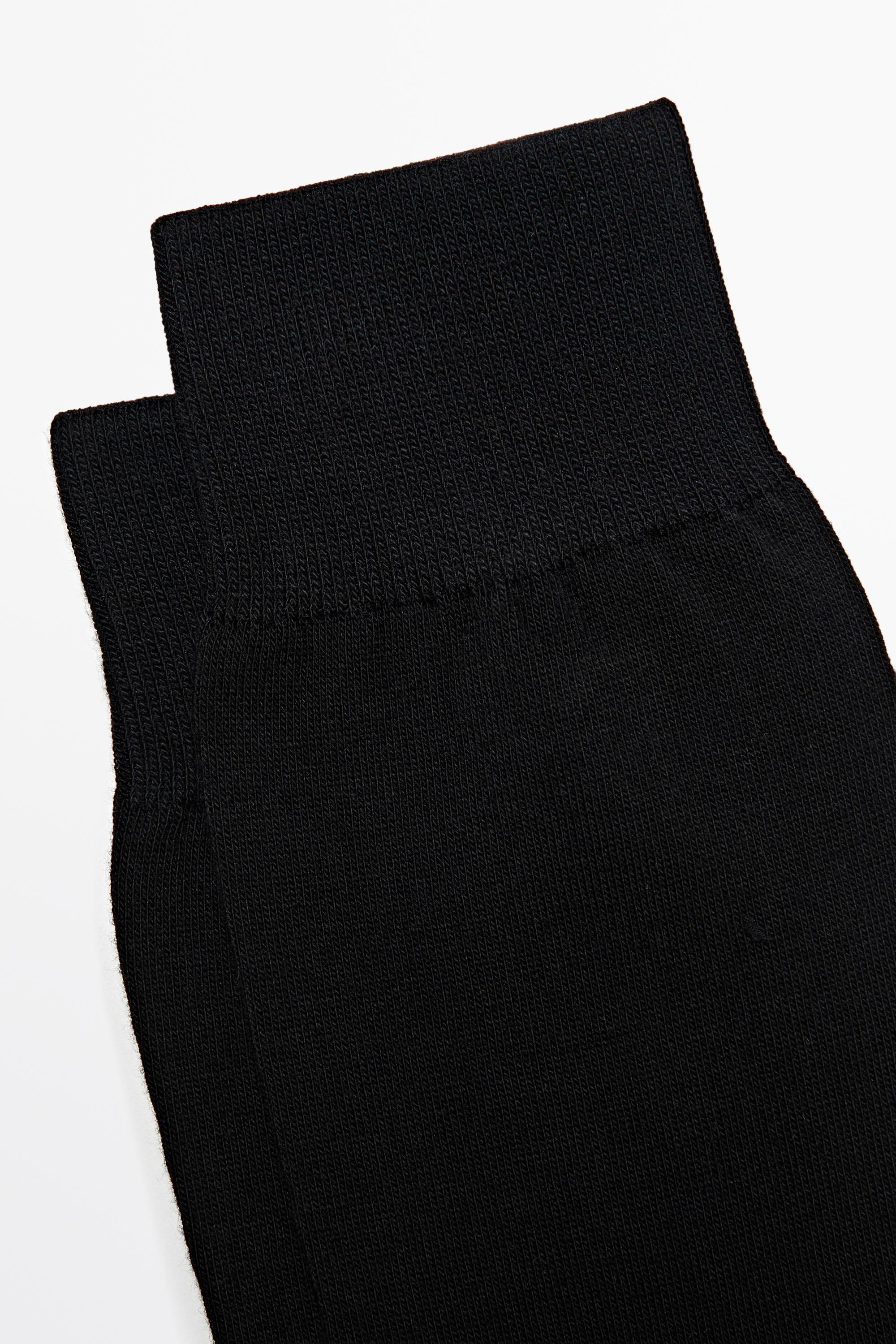 Plain cotton blend knit socks — BLACK