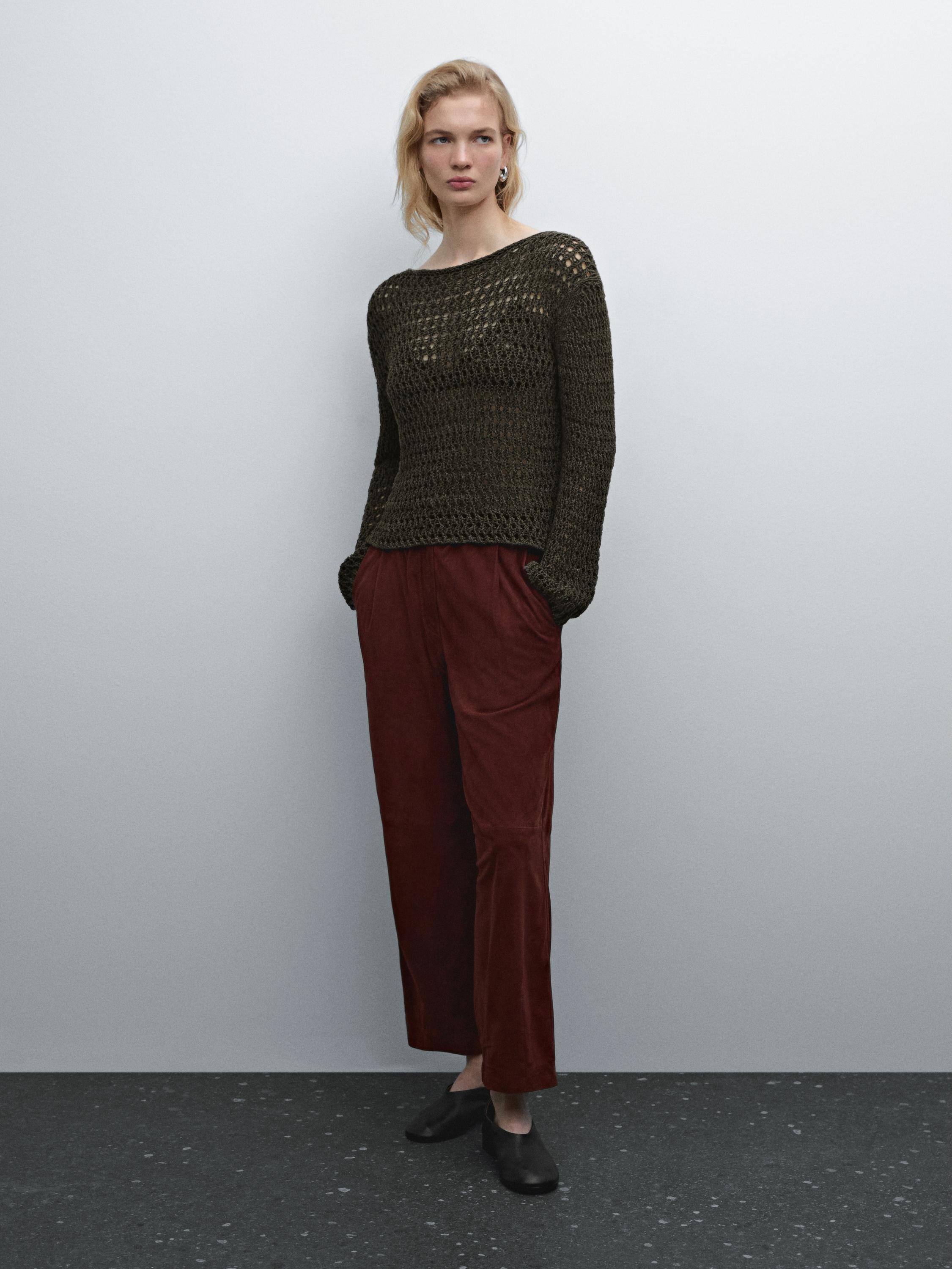 Cotton blend cutwork sweater
