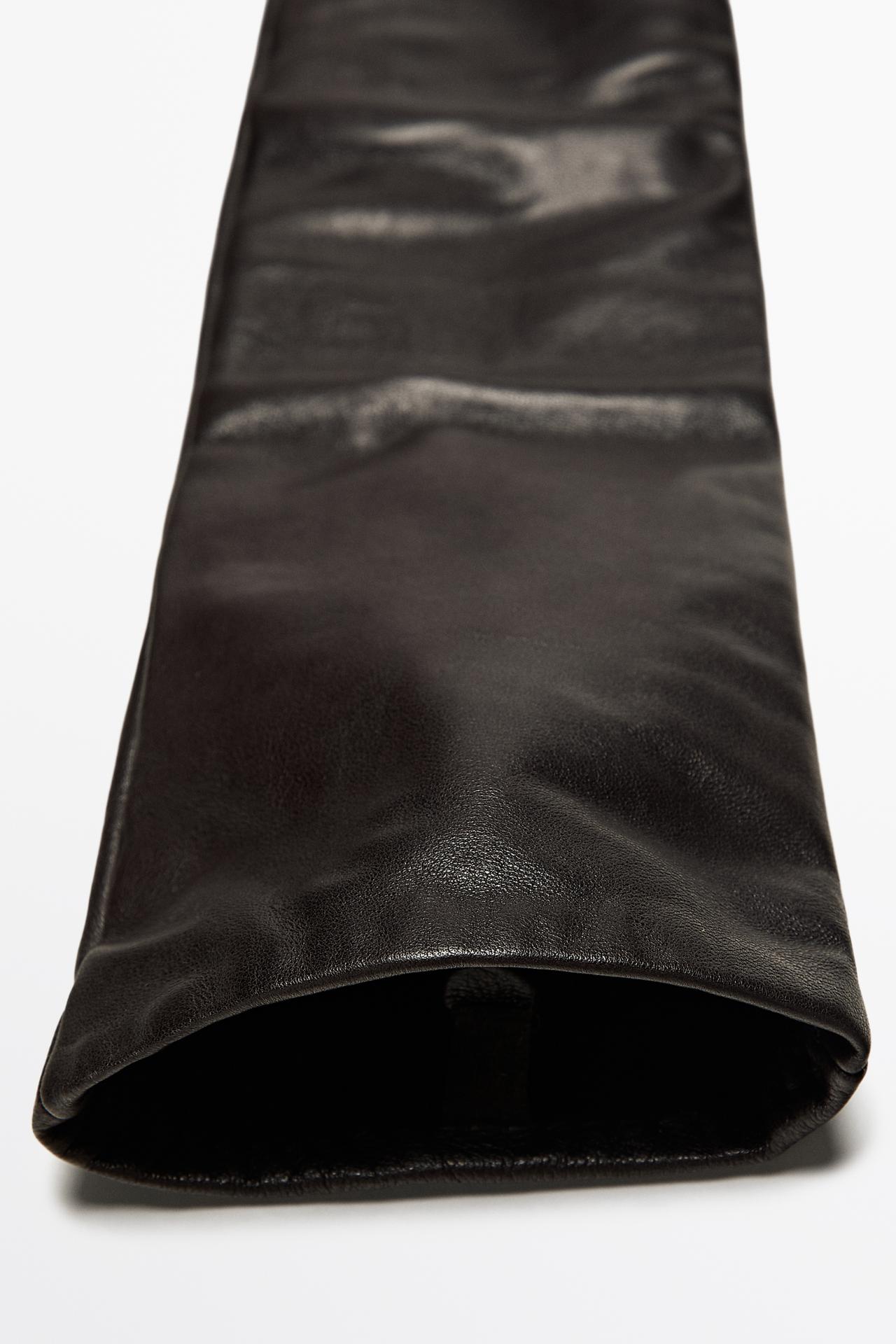 Long nappa leather gloves — BROWN