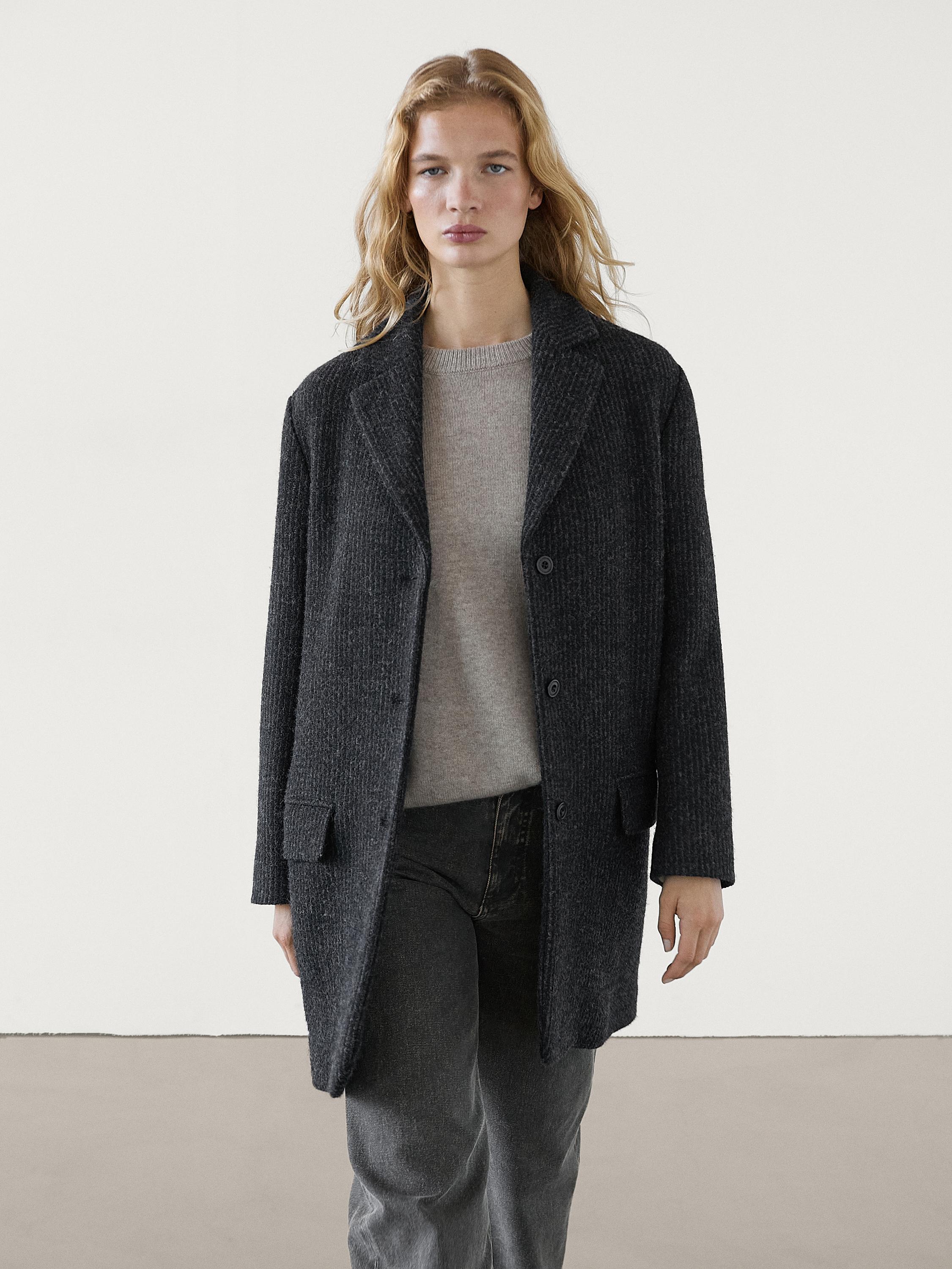 Manteau mi-long laine mélangée