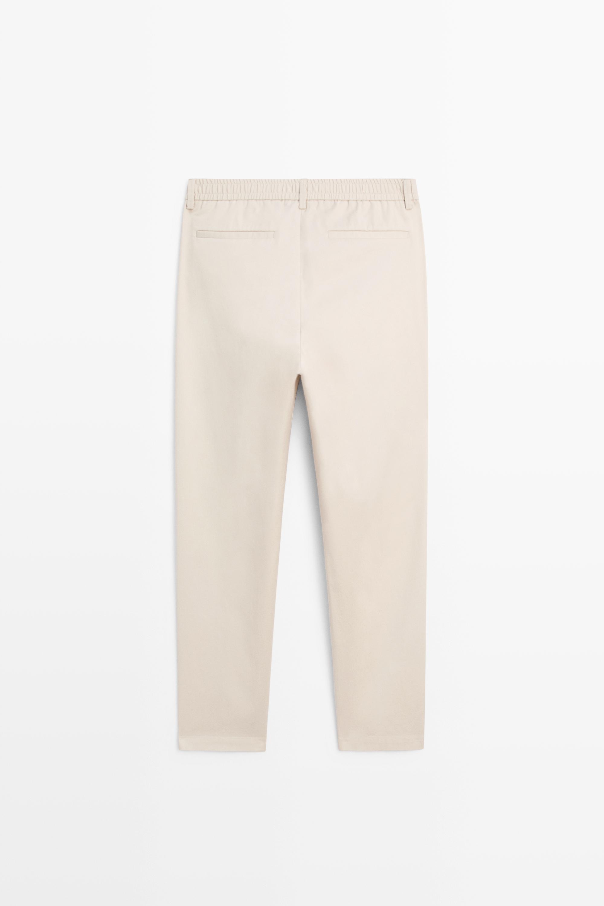 Cotton blend jogger fit pants — BEIGE