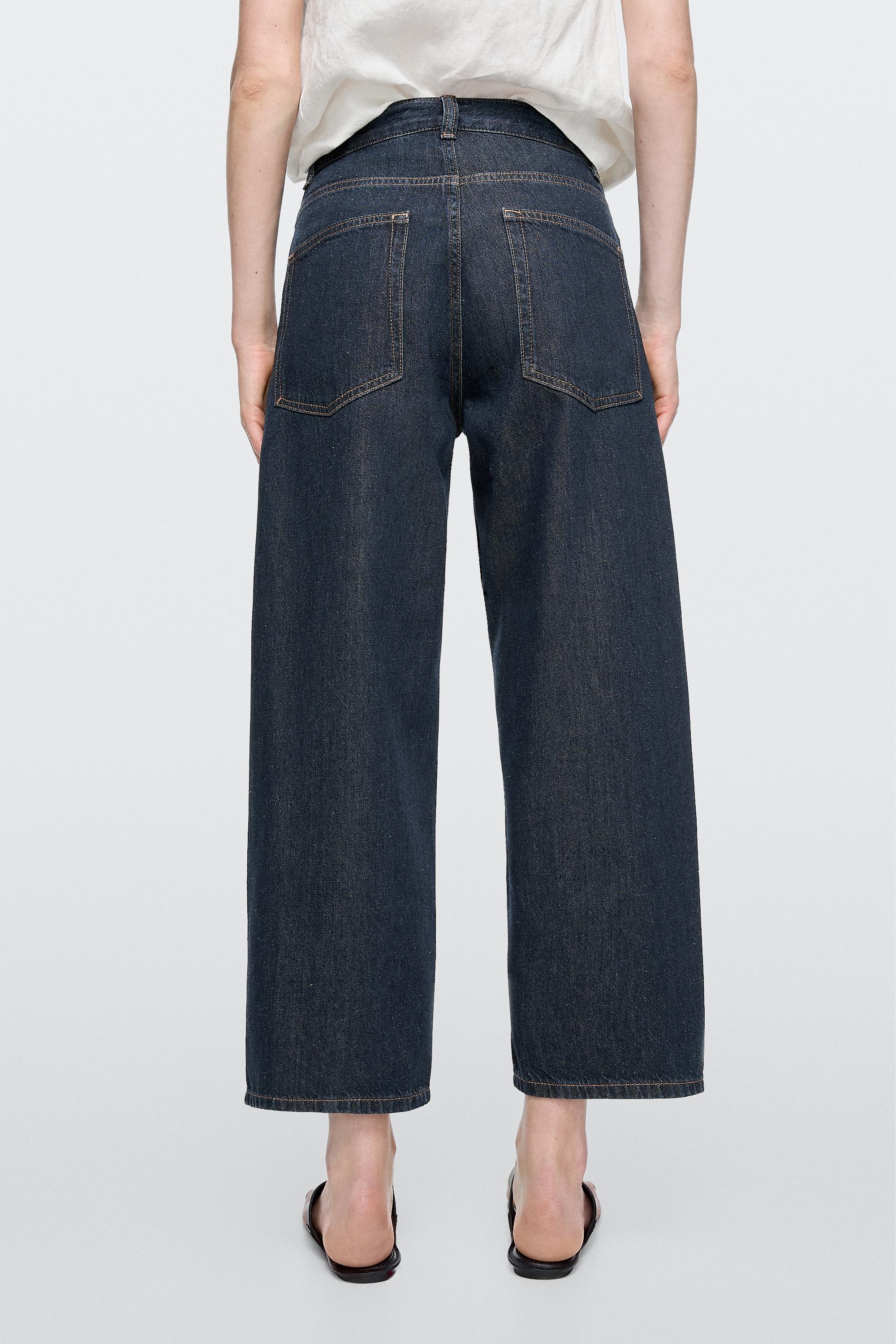 Mid-rise wide-leg cropped jeans — DARK BLUE