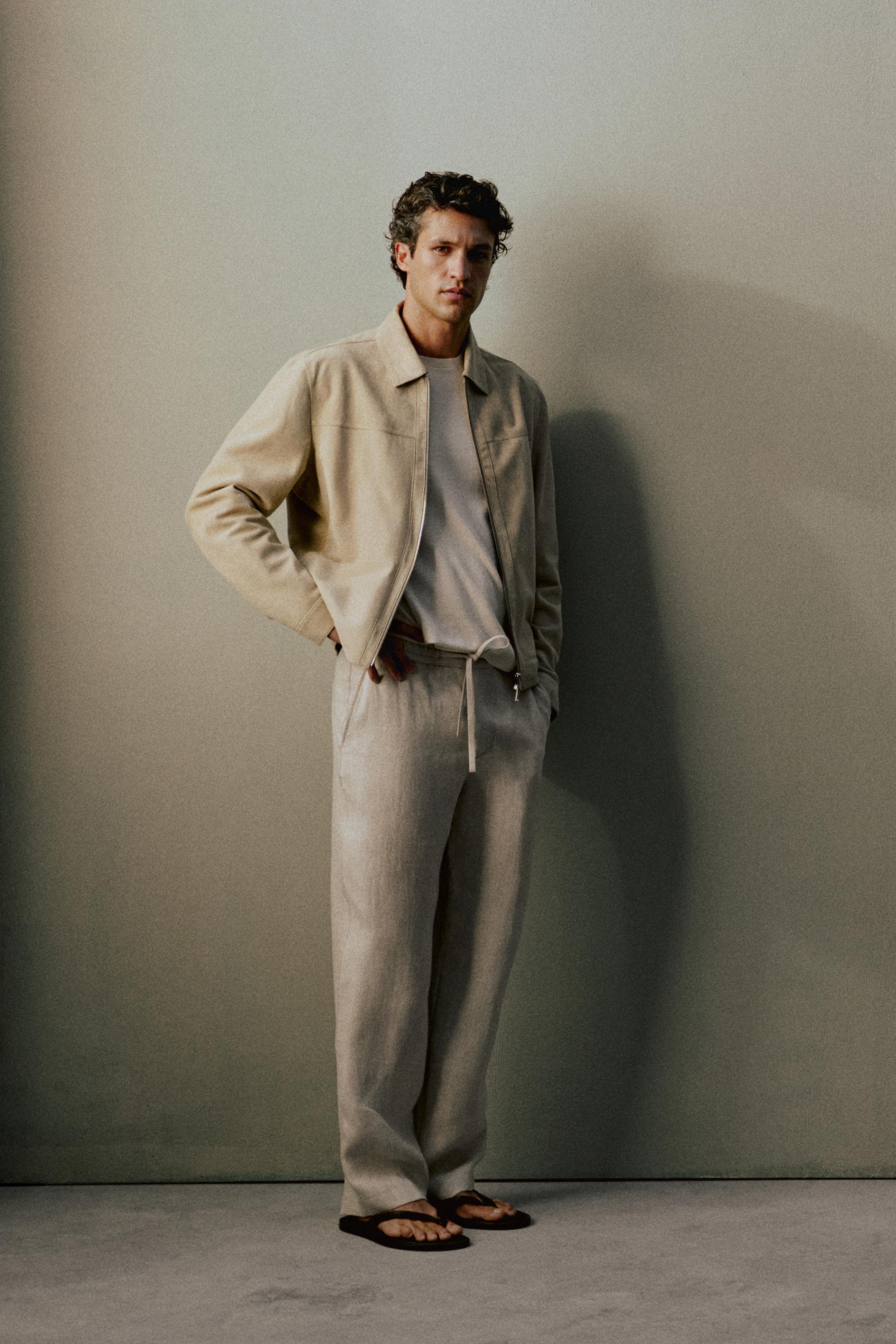 100% linen textured co-ord pants — CREAM
