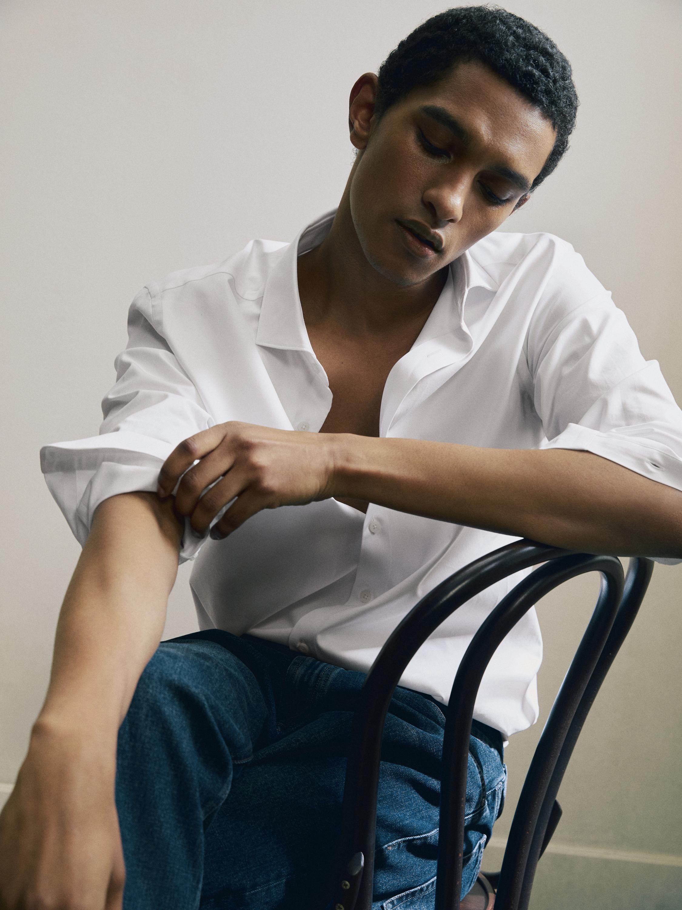 100% cotton regular fit Oxford shirt — WHITE