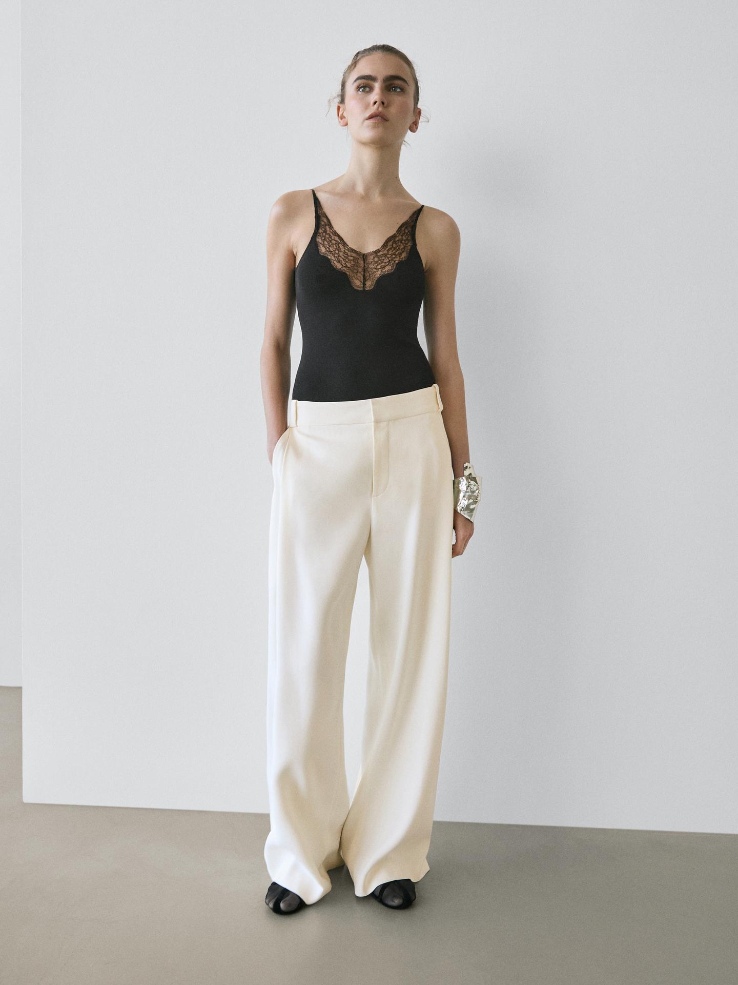 Massimo Dutti Wide-leg trousers with darts