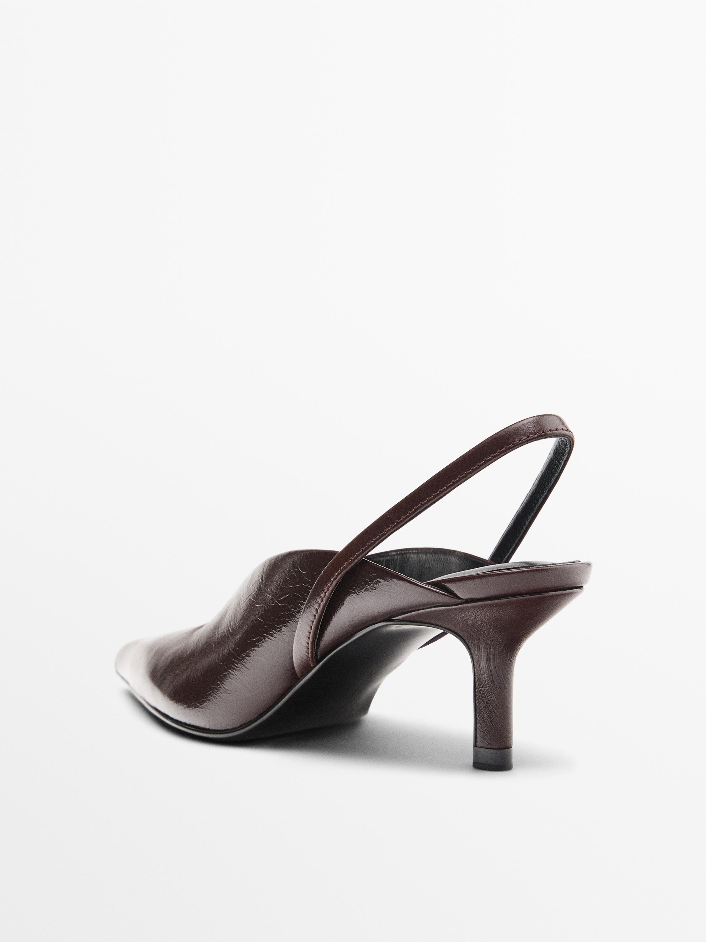 High-heel slingback shoes — BURGUNDY