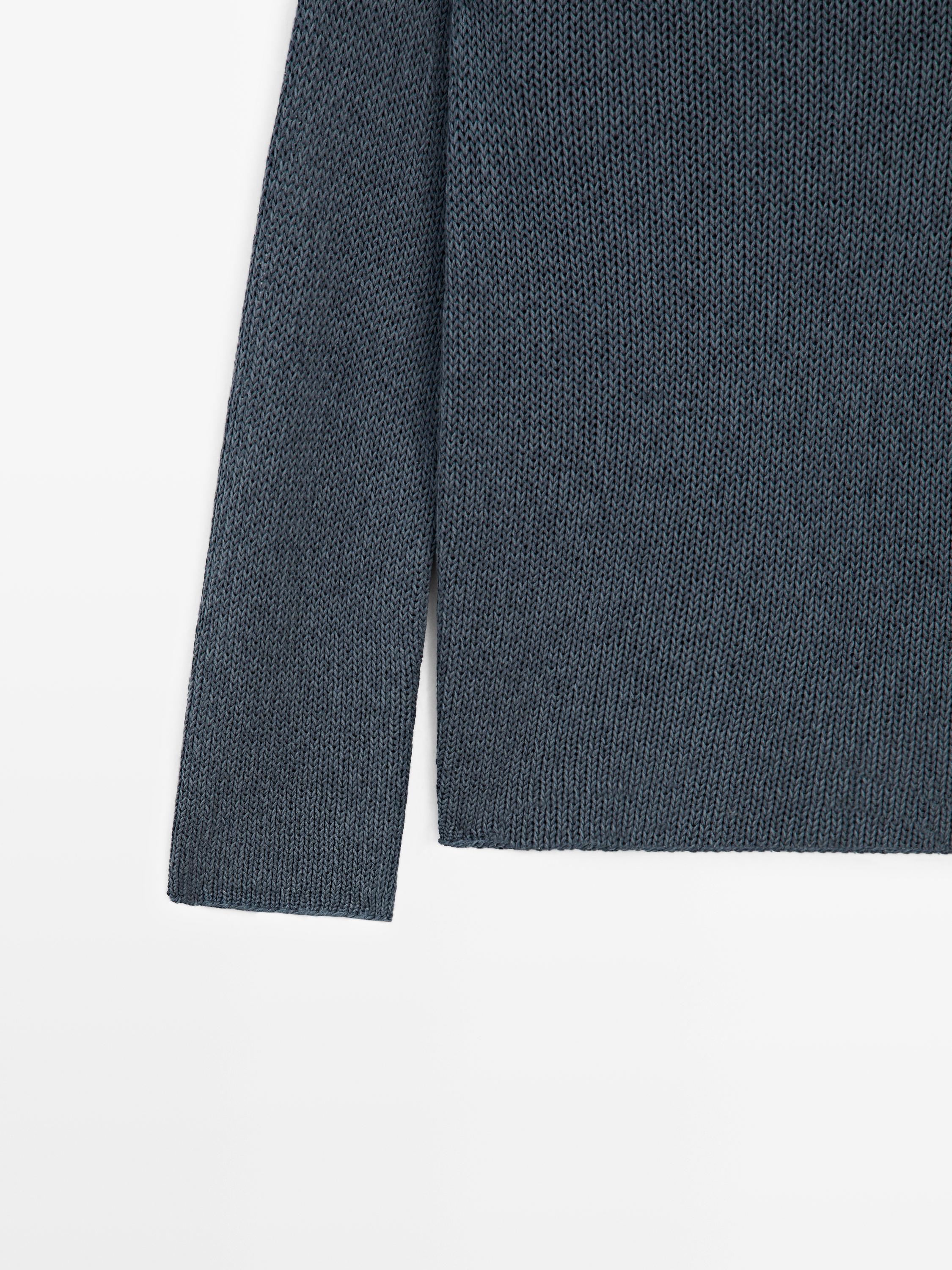 Cotton blend cutwork sweater — BLUE