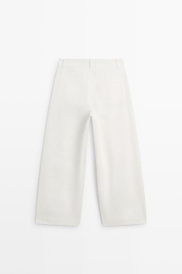 Cotton linen blend barrel fit pants — Off white 6
