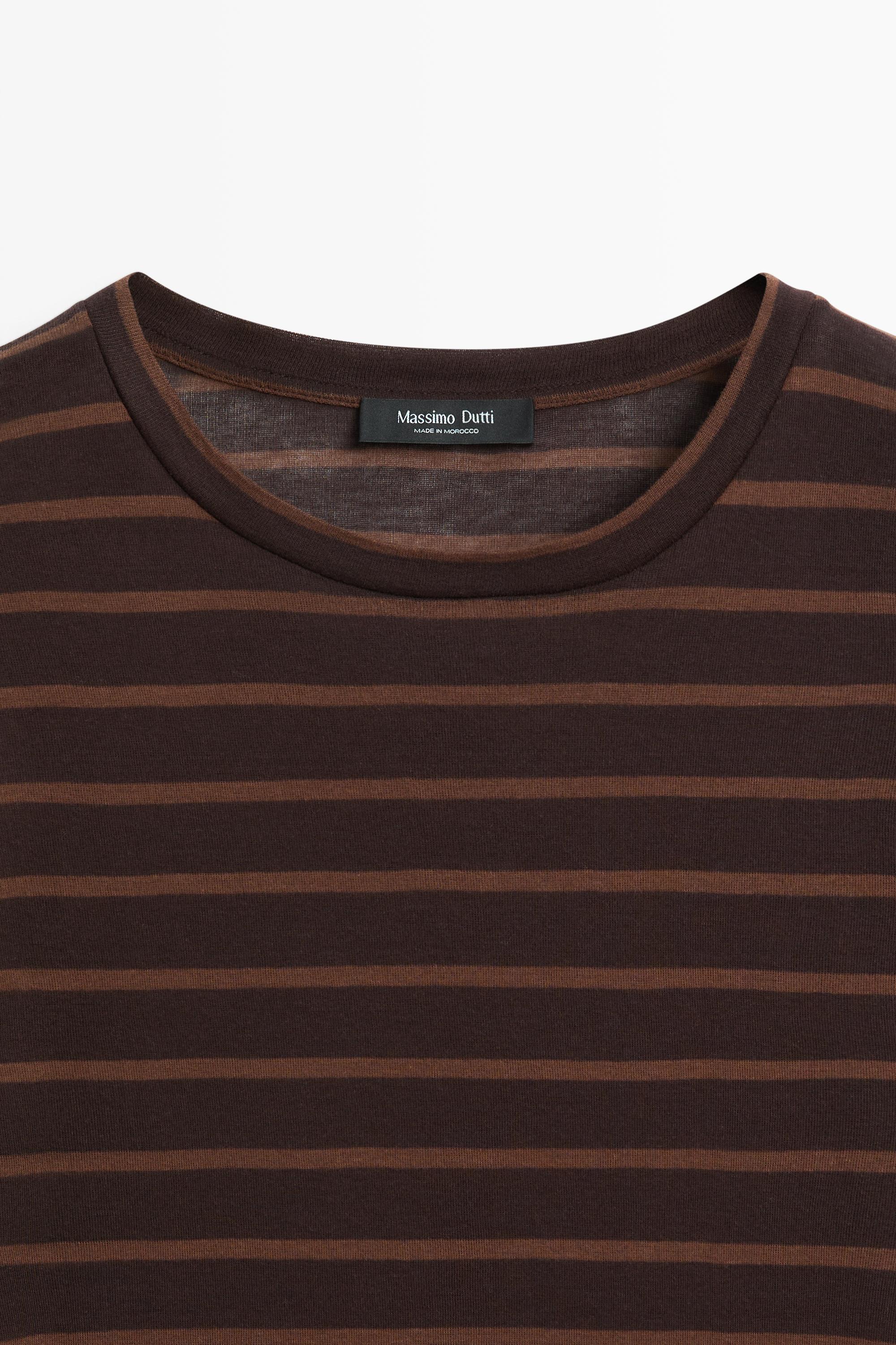 Long sleeve striped T-shirt — BROWN