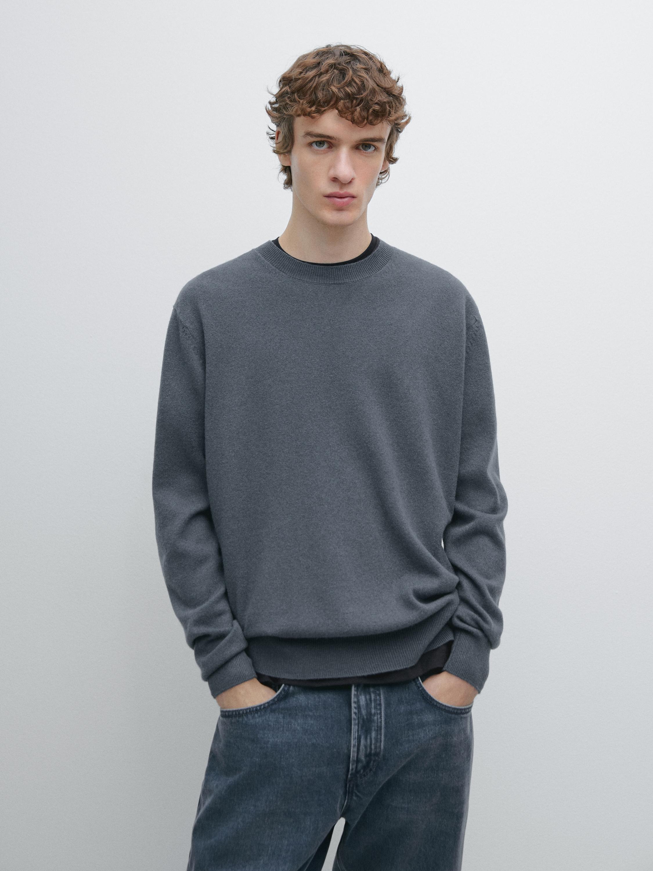 Wool blend crew neck sweater