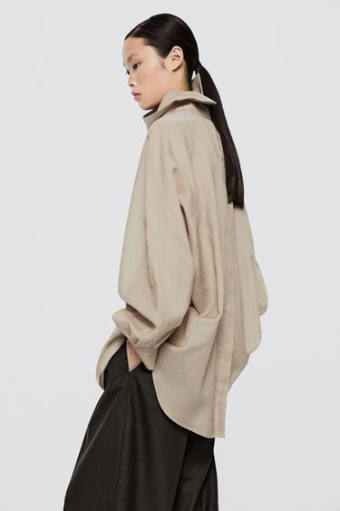 Voluminous wool-silk blend blouse - LIMITED EDITION — BLUSH-BEIGE 4