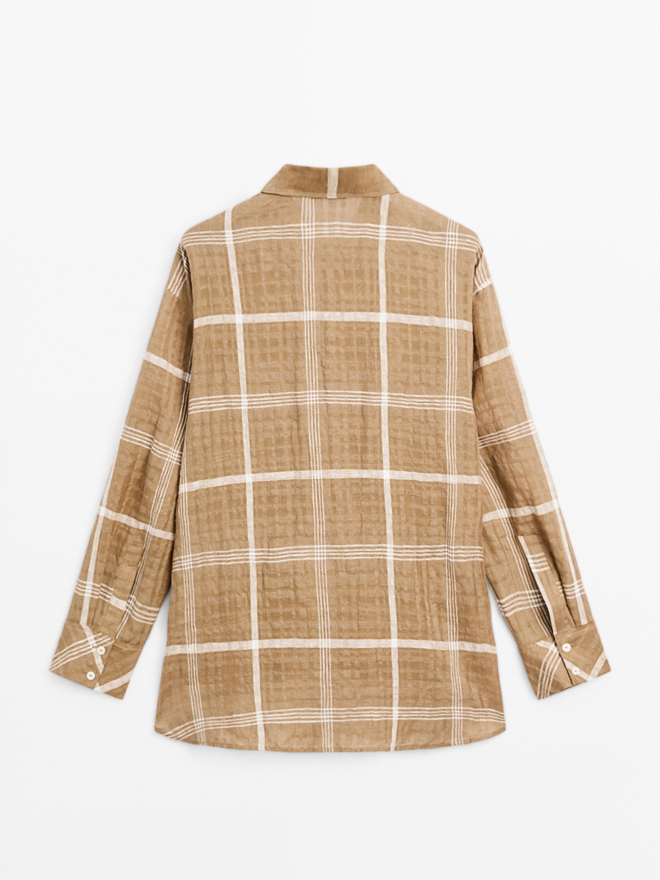 Flowing linen blend check shirt