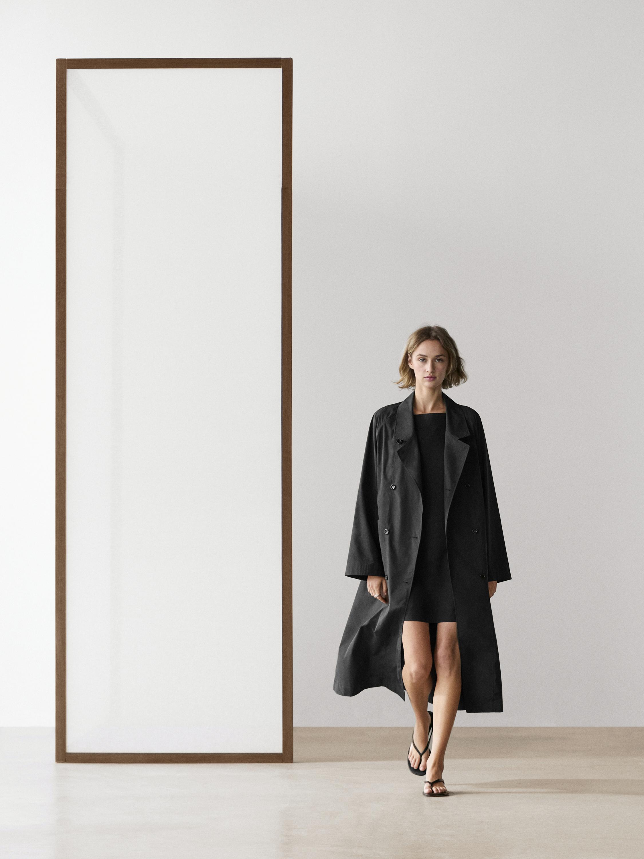 Double-breasted technical trench coat