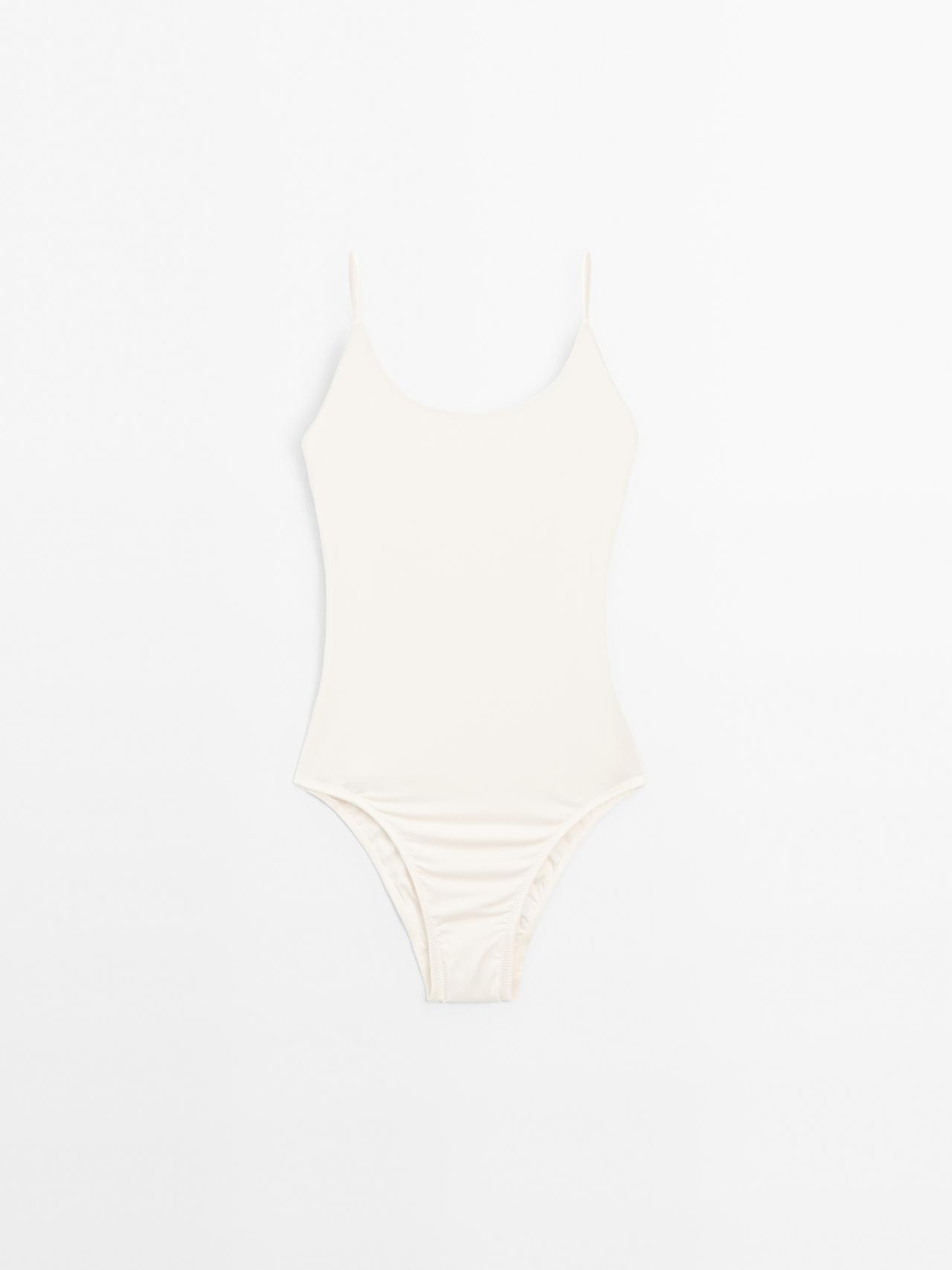 Maillot De Bain Avec Anneau Au Dos - Cru - Xs - Massimo Dutti - Femme