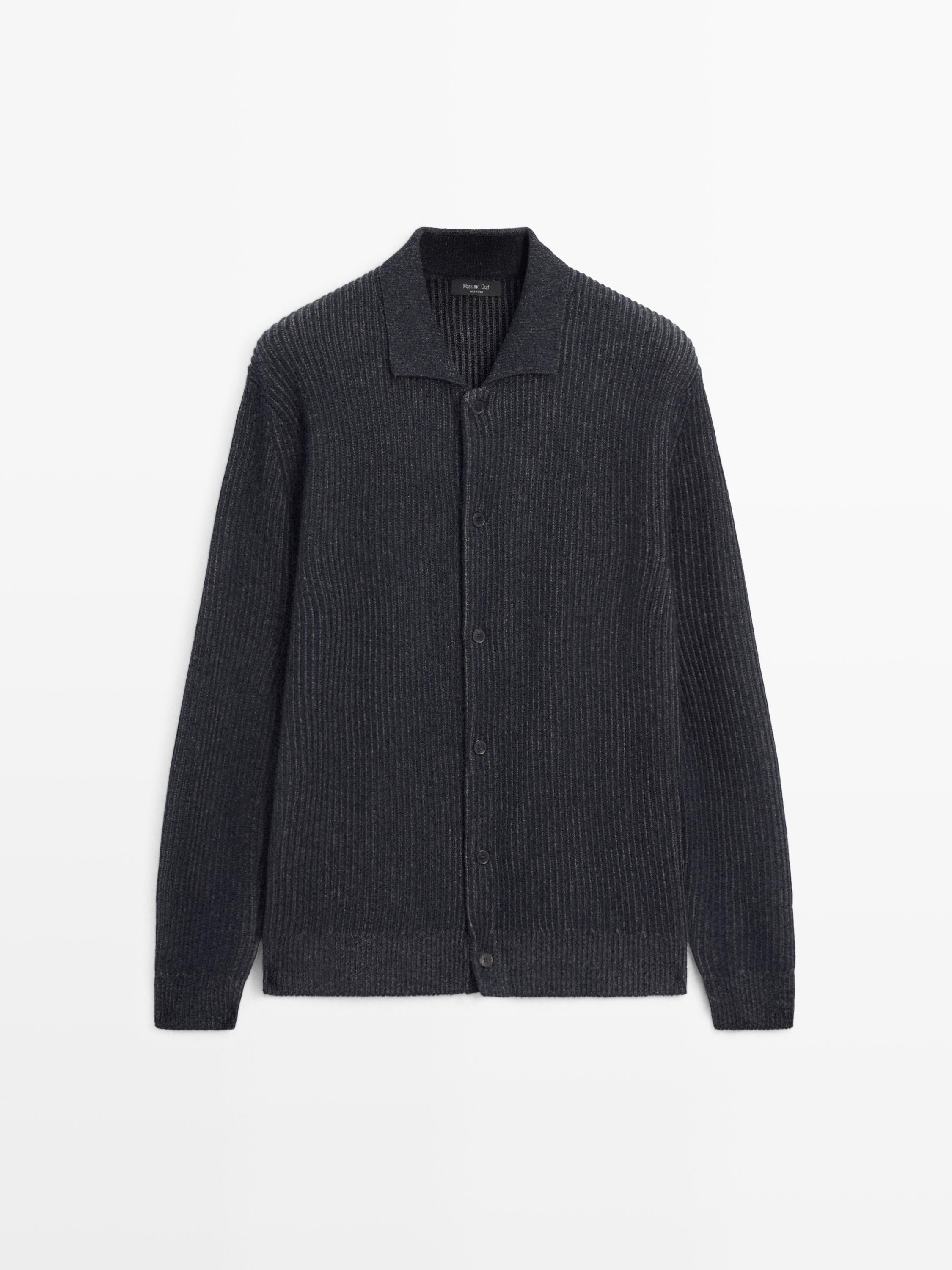 Cardigan de malha em mistura de fazenda