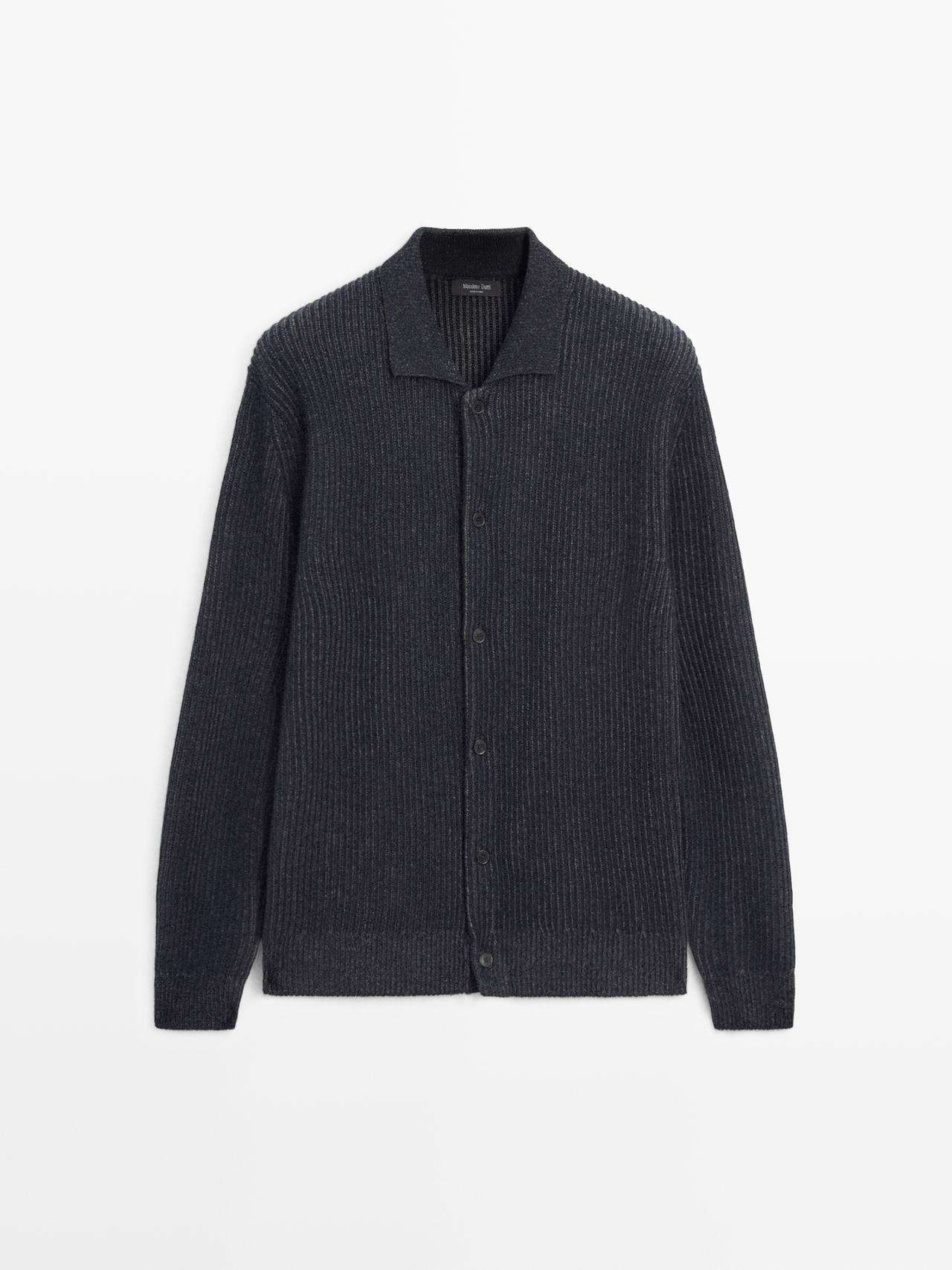 Massimo Dutti - Heren - Tricot Vest Van Wolmix - Marineblauw - M