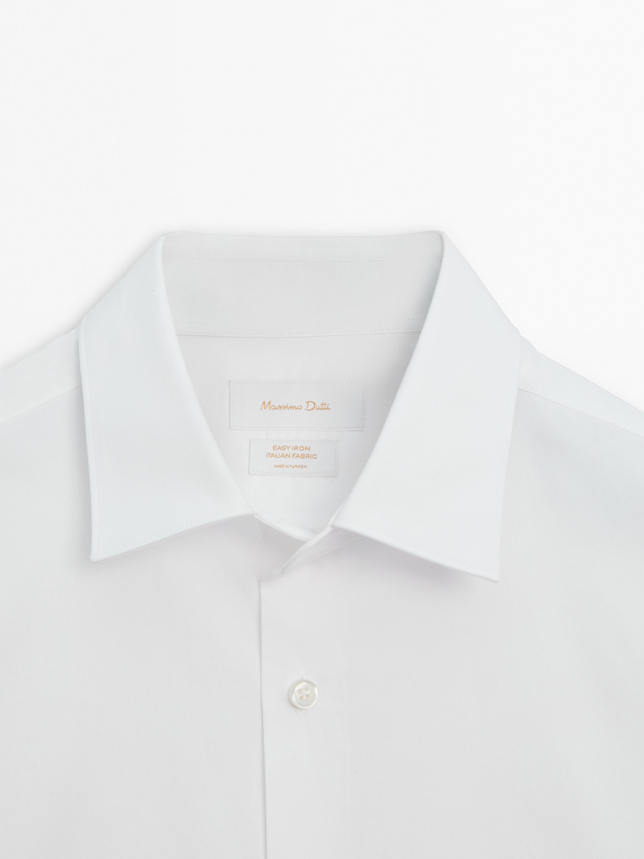 Slim fit 100% cotton poplin shirt — WHITE