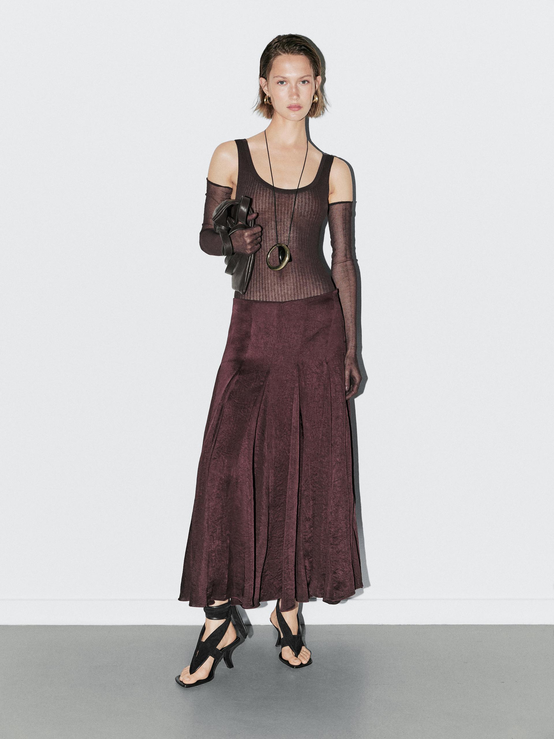 Massimo Dutti Knit Bodysuit With Round Neckline In Animal Print