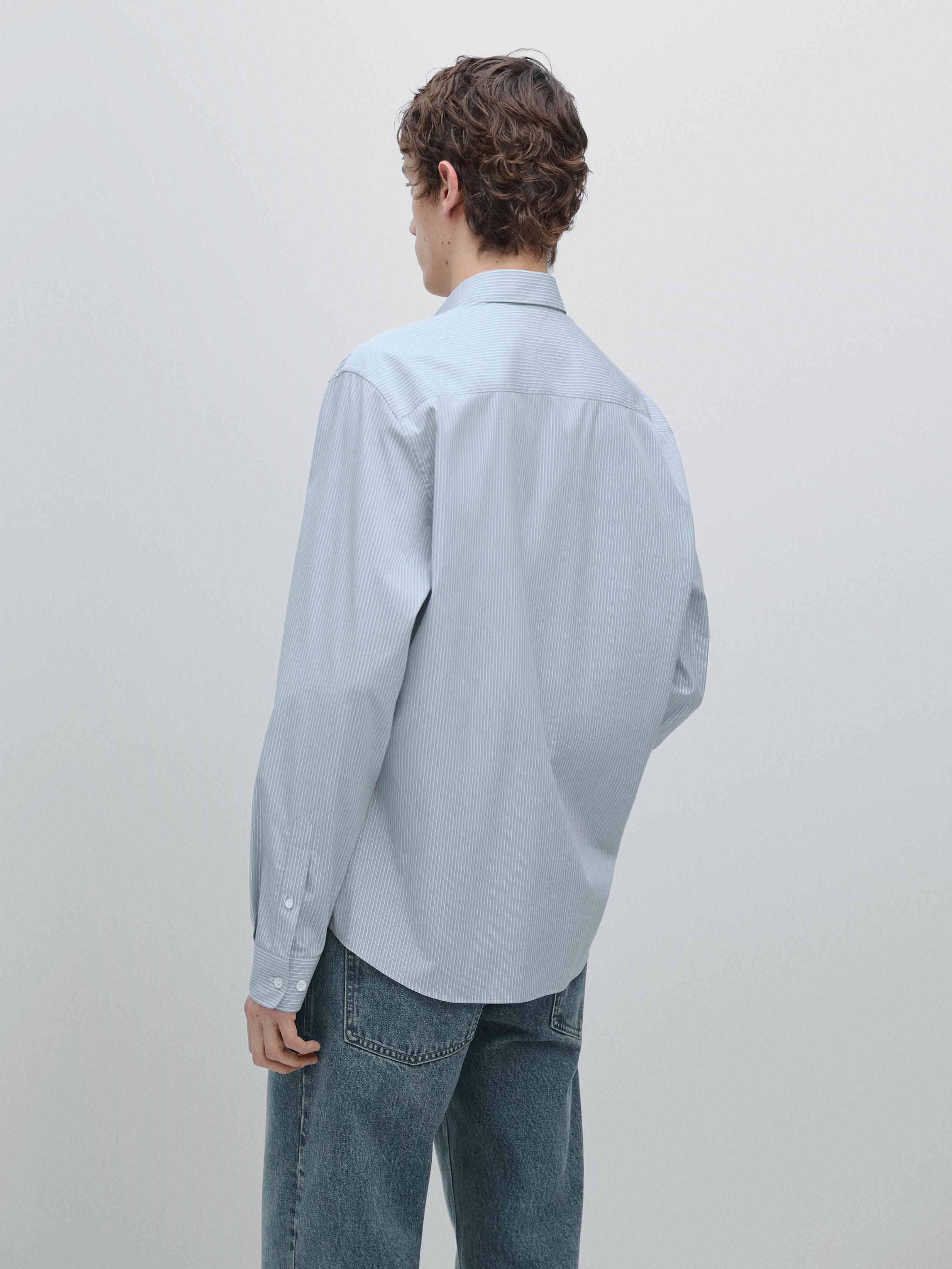 100% cotton poplin regular fit shirt — SKY BLUE