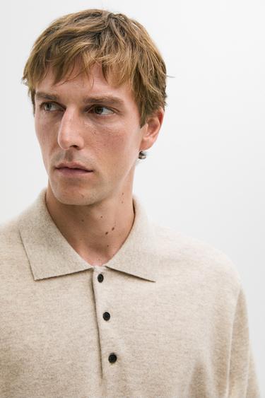 Wool blend polo sweater — SAND BROWN 8