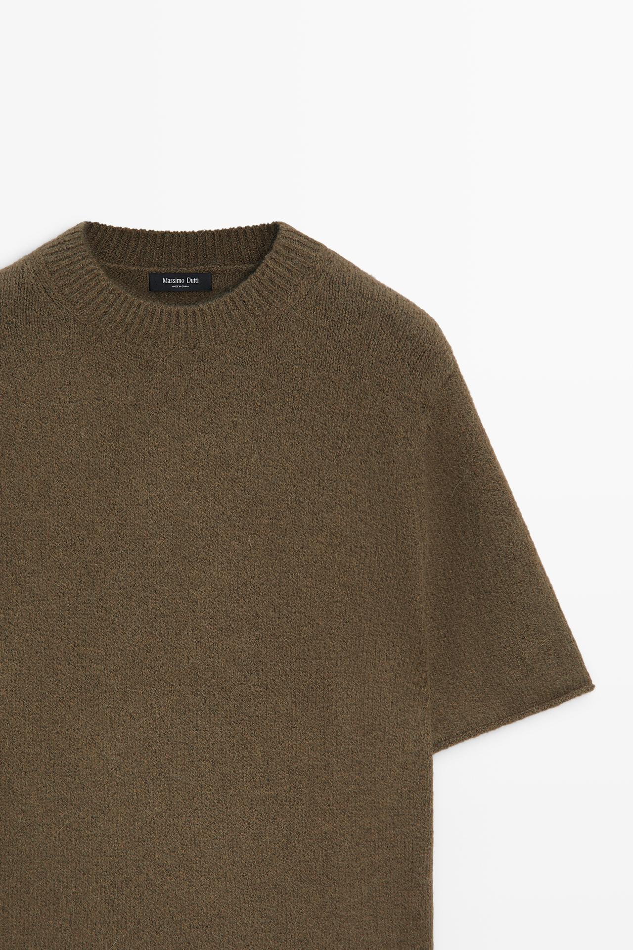 Oversize short sleeve knit sweater — GREENISH