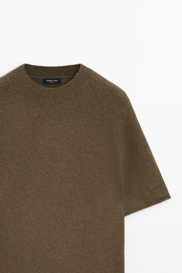 Oversize short sleeve knit sweater — GREENISH 4