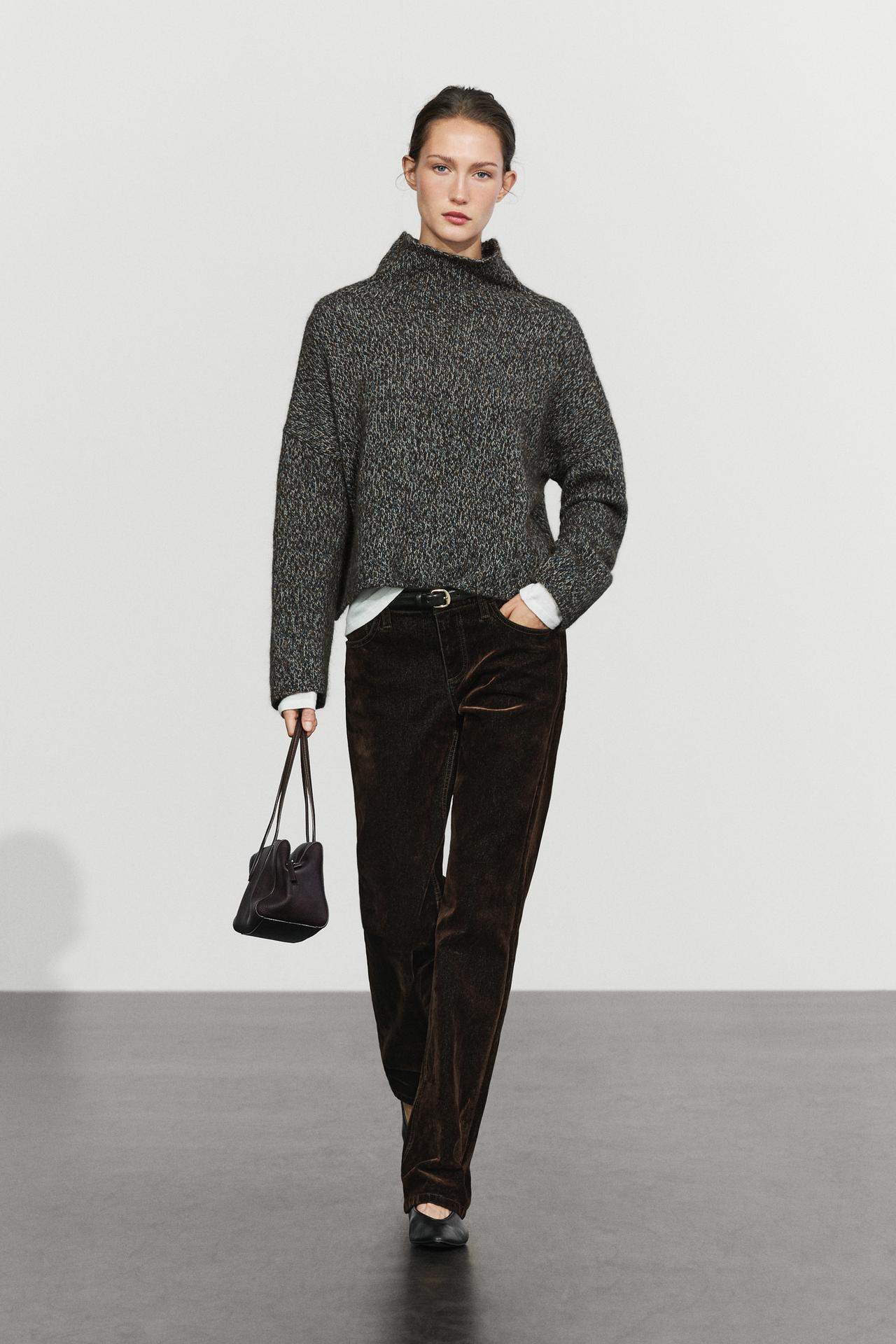 Low-rise straight-leg jeans with flocking finish — MOLE BROWN