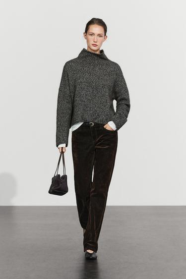 Low-rise straight-leg jeans with flocking finish — MOLE BROWN 1