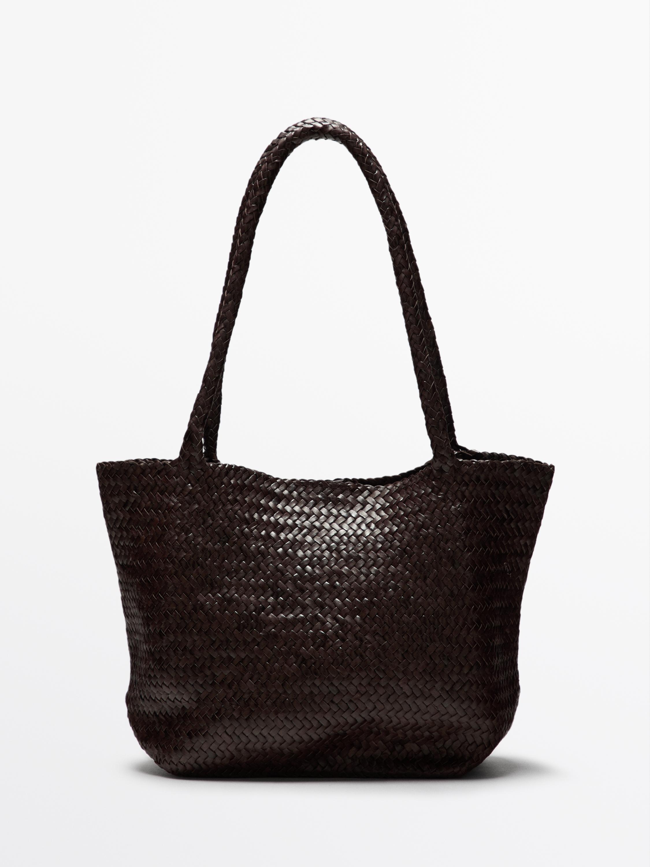 Large braided nappa tote bag