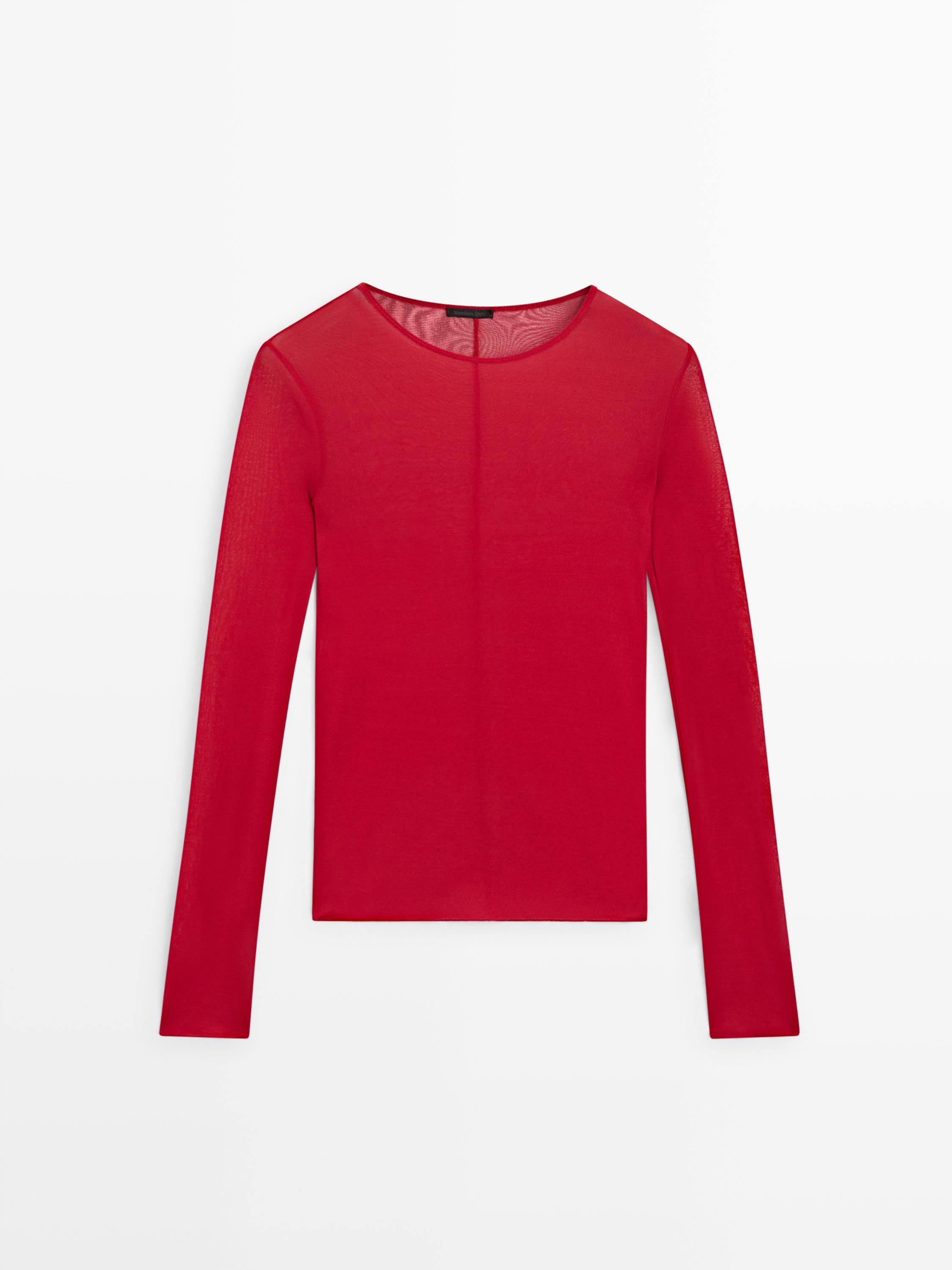 Long sleeve silk T-shirt