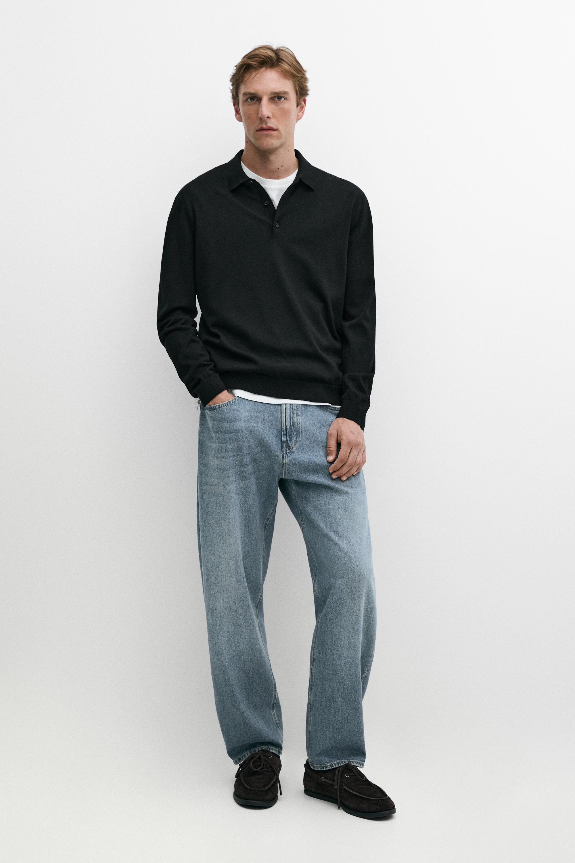 Pull polo en maille 100 % laine mérinos