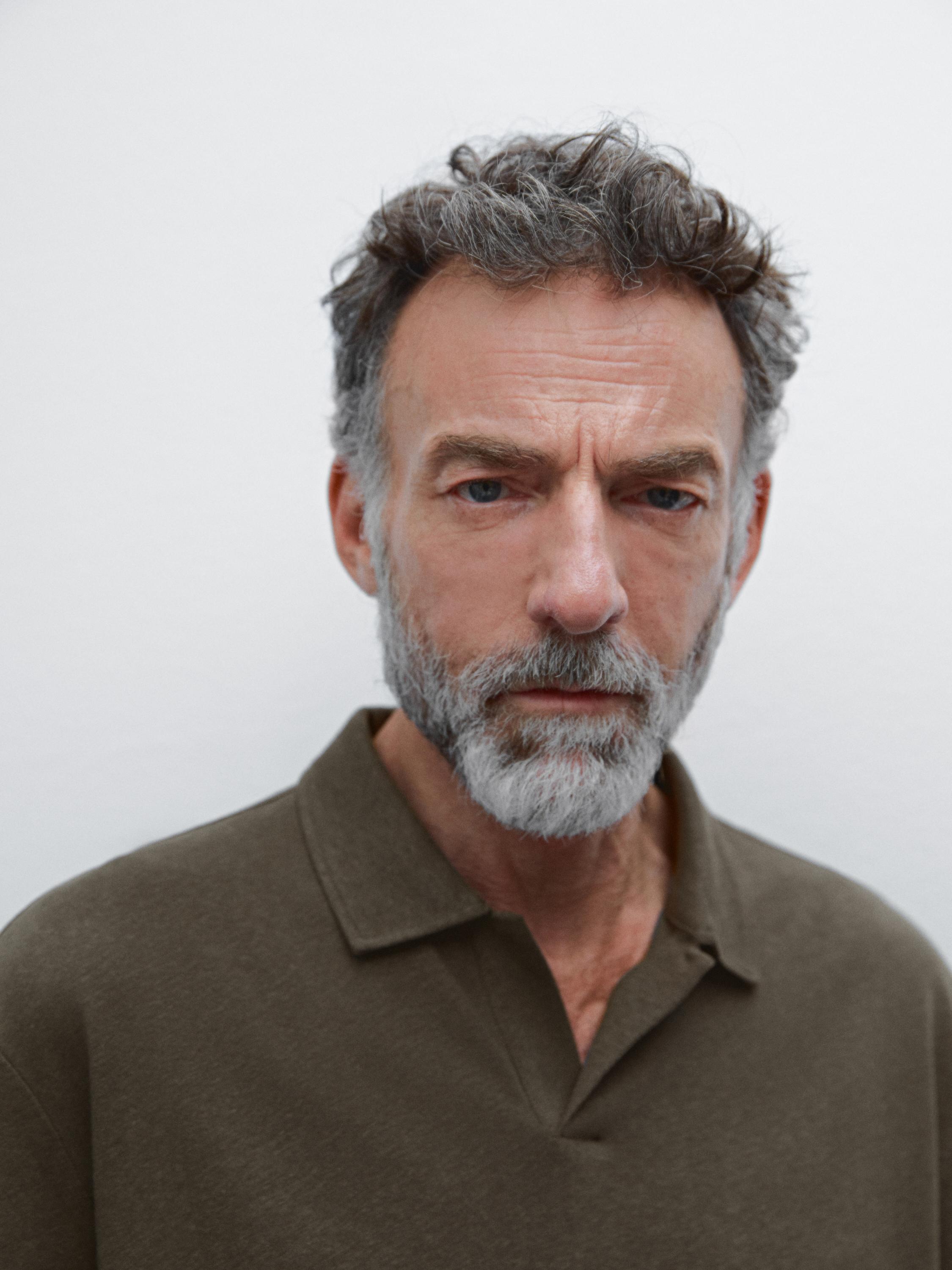 Linen blend short sleeve polo shirt