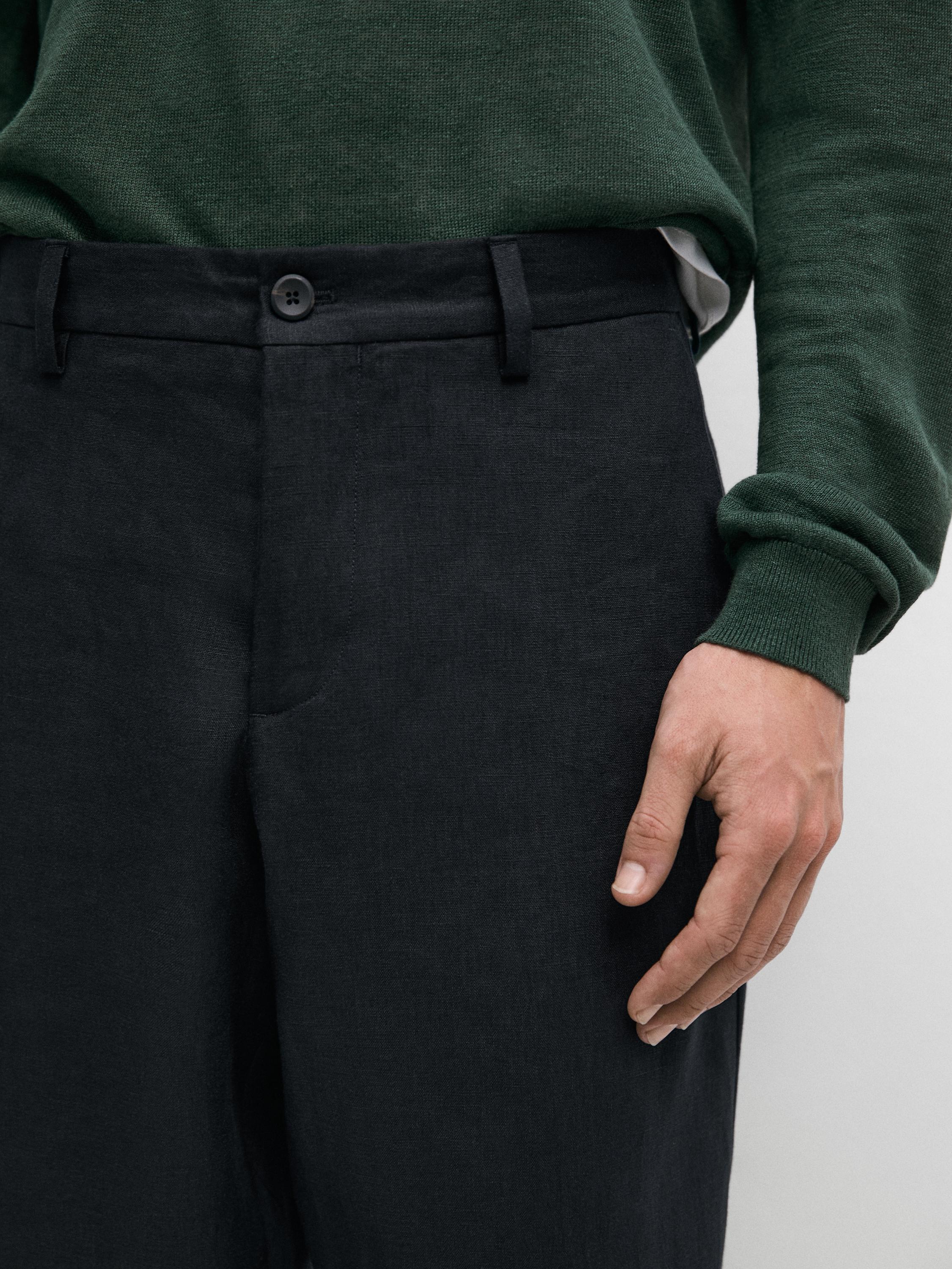 Linen suit trousers — NAVY BLUE