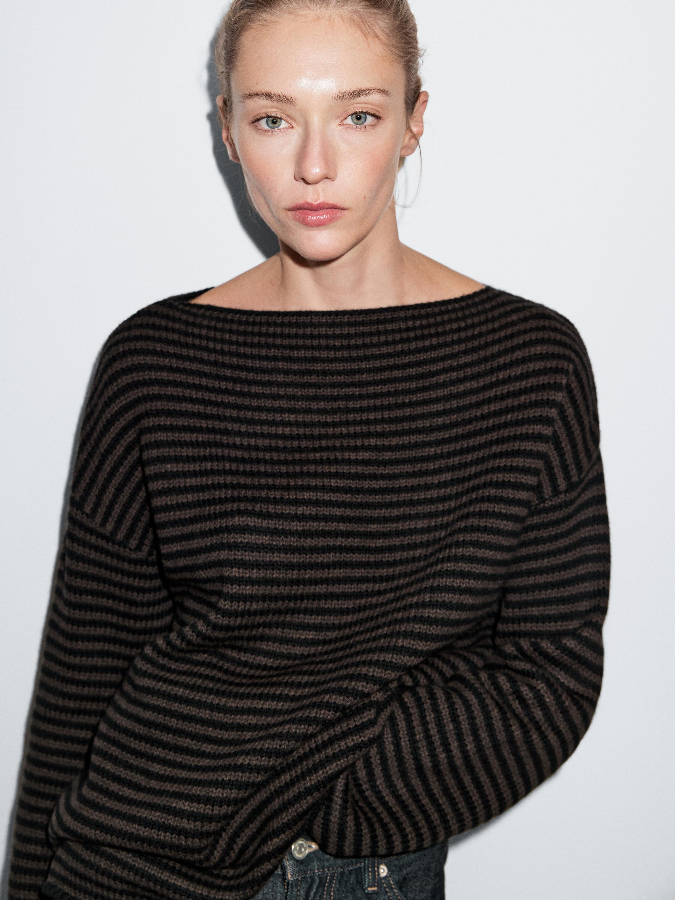 Pull à rayures en maille 100 % laine