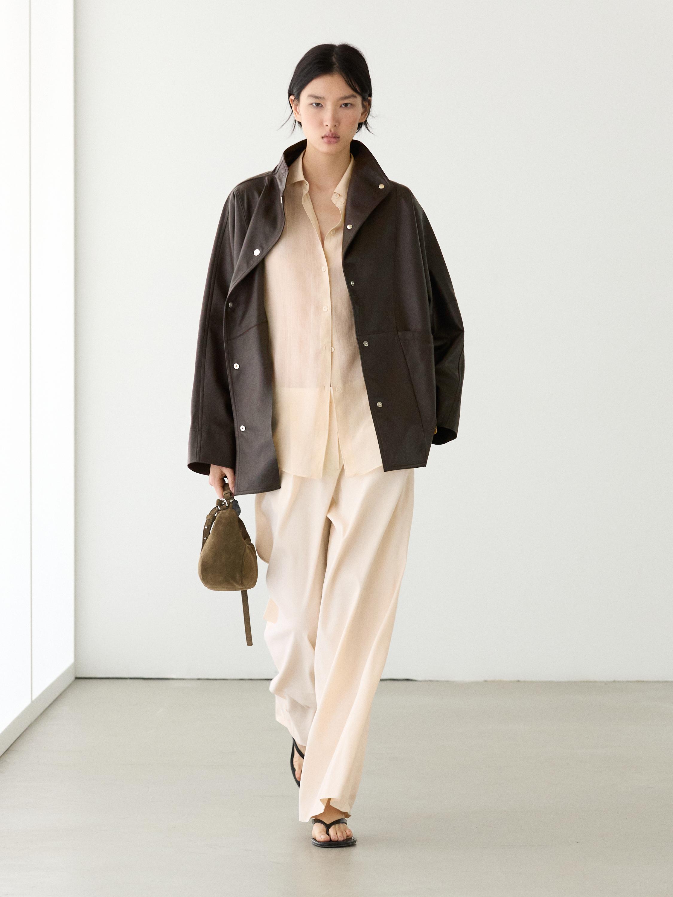 Nappa leather cape with pockets