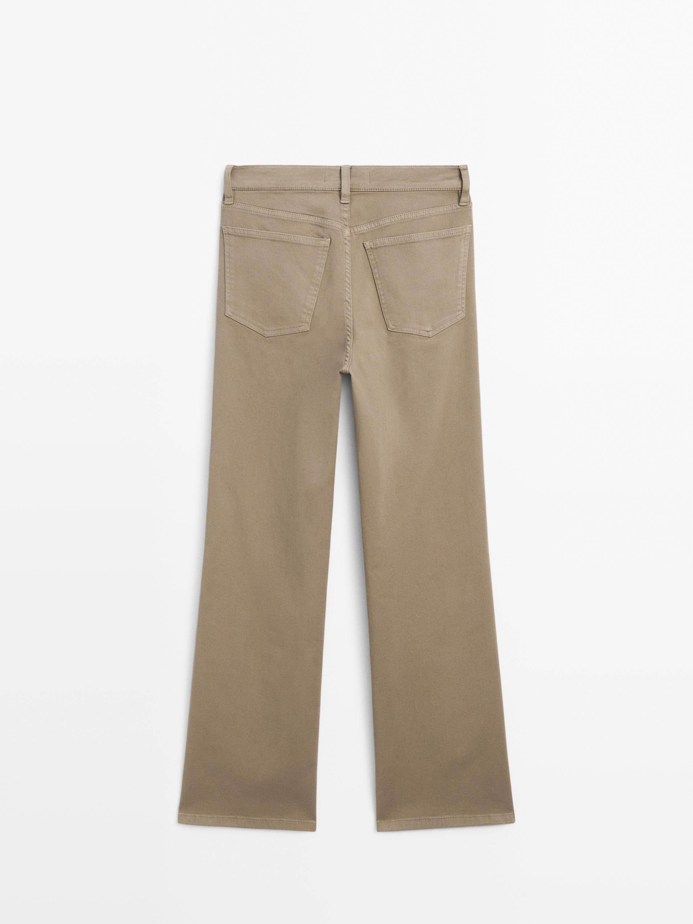High-waist straight fit denim trousers