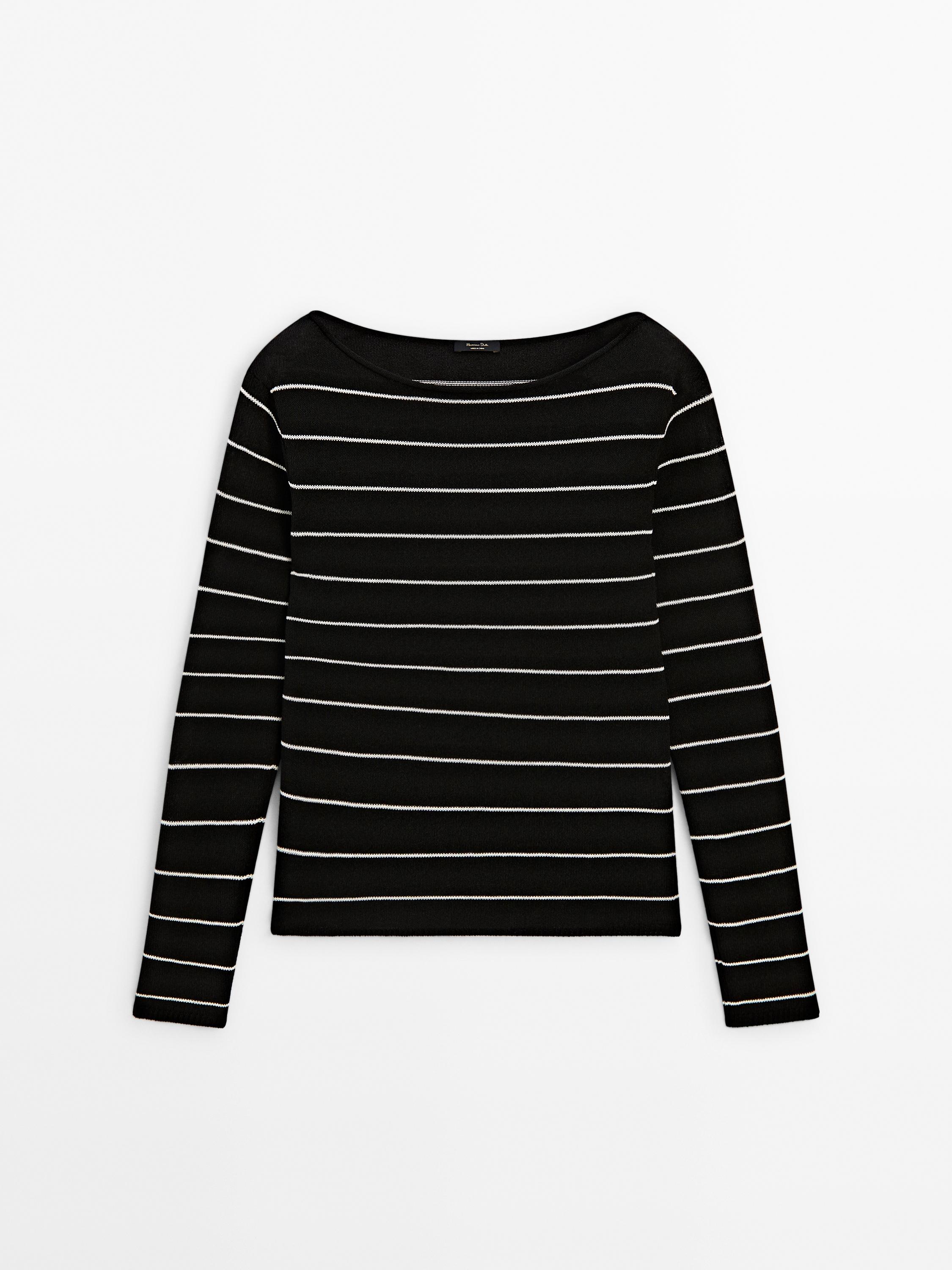 Striped knit long sleeve sweater co-ord