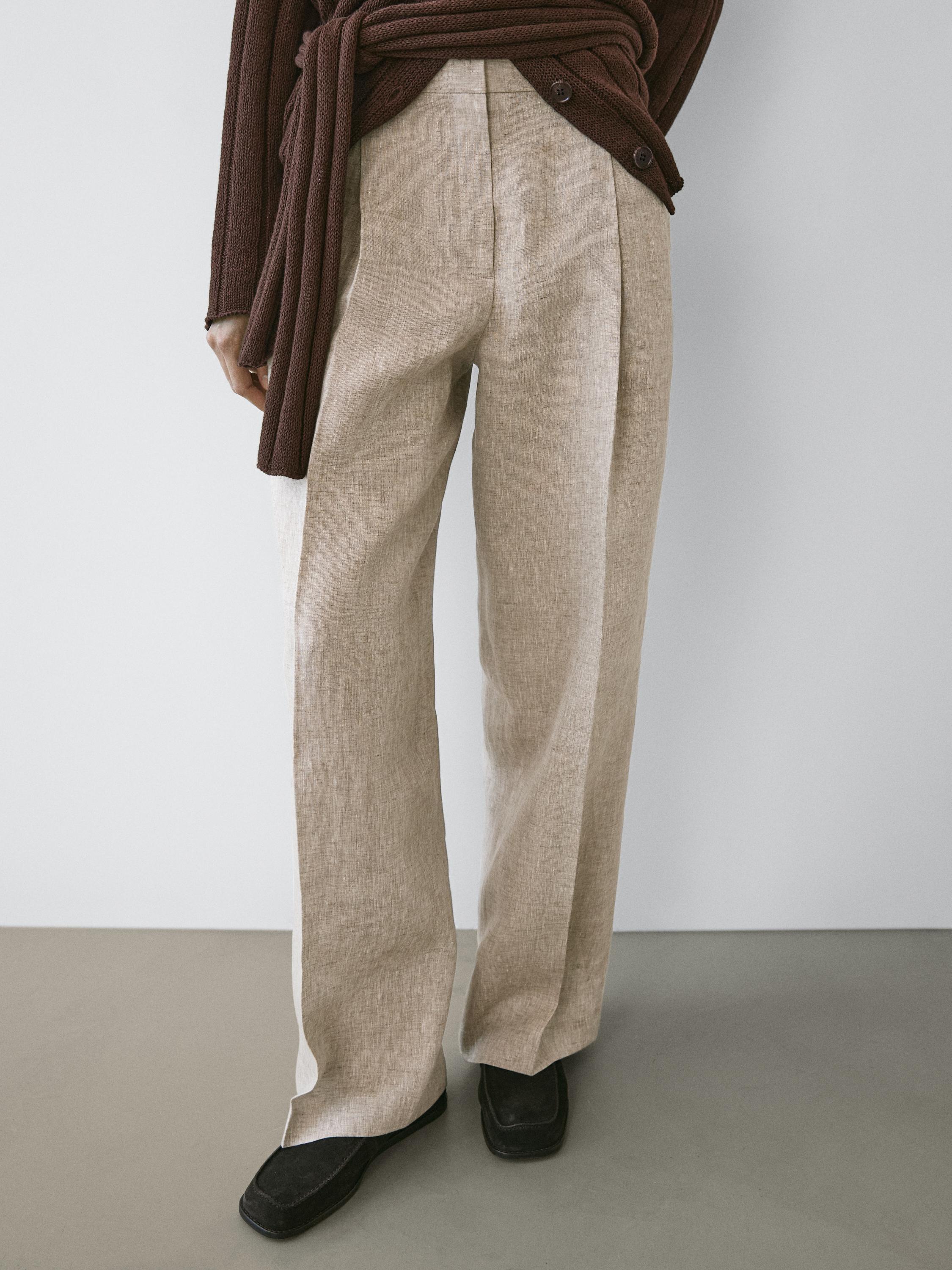 Linen suit trousers — BEIGE