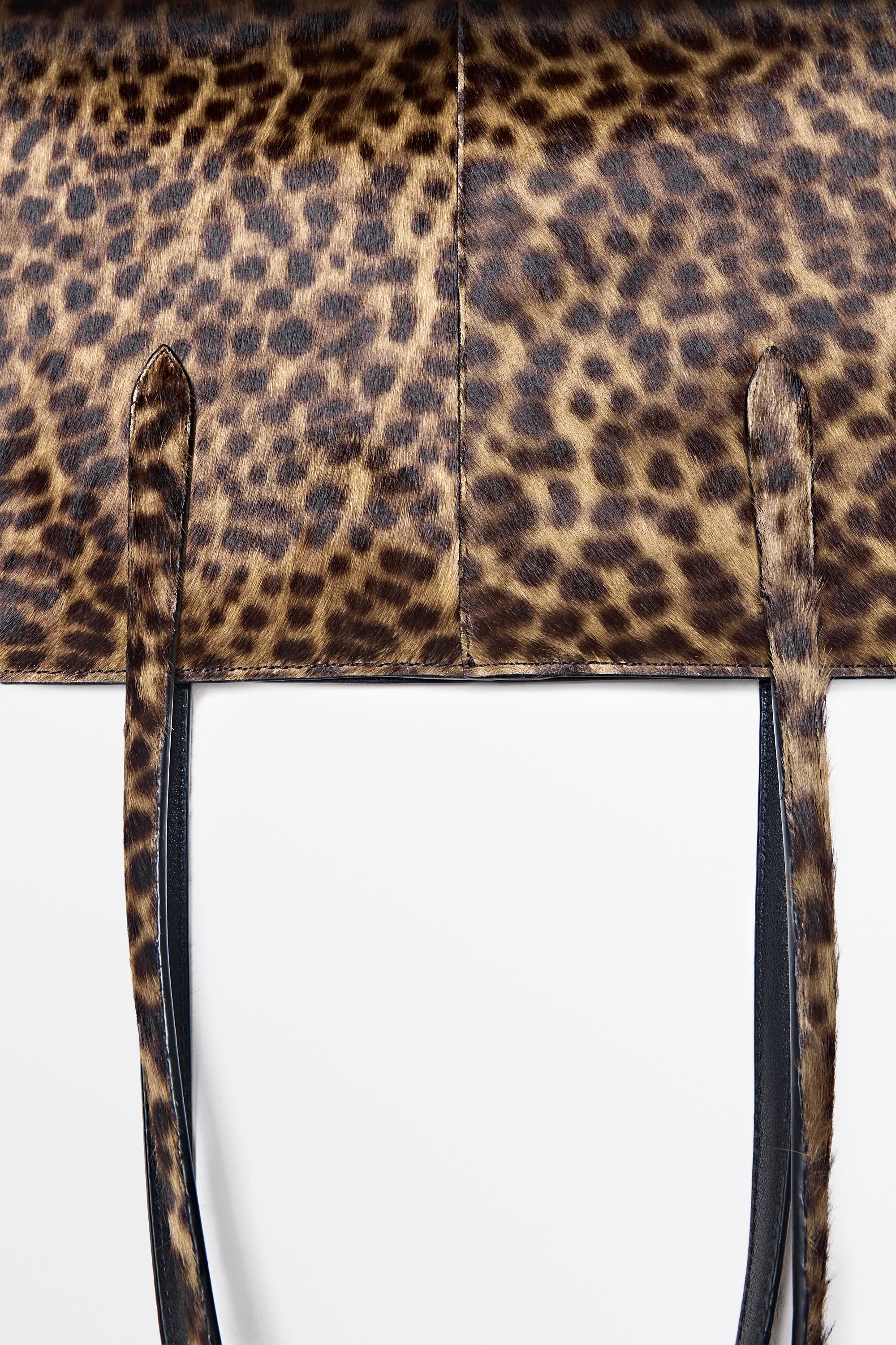 Large fur leather tote bag — ECRU