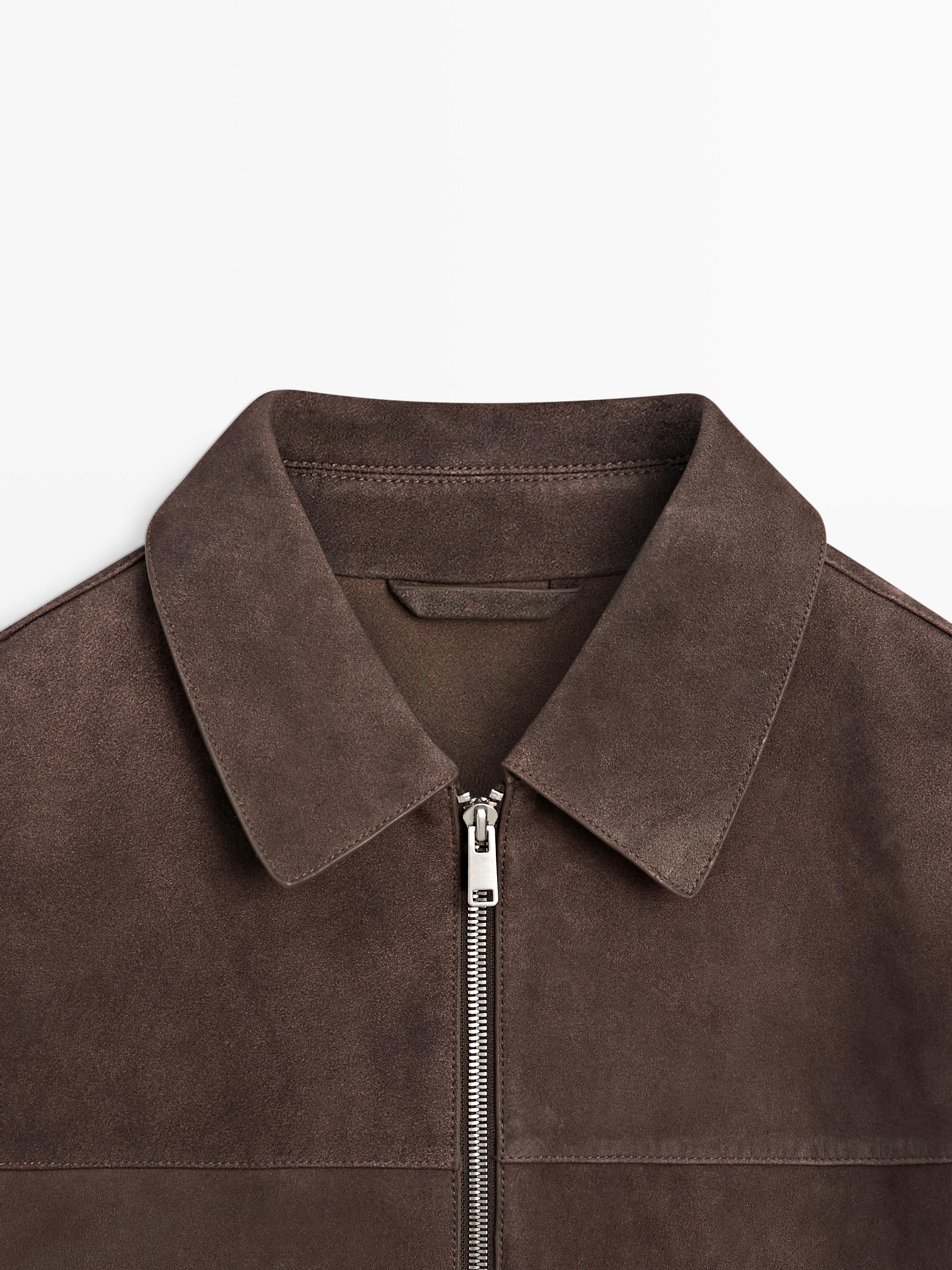 Suede leather jacket — MOLE BROWN