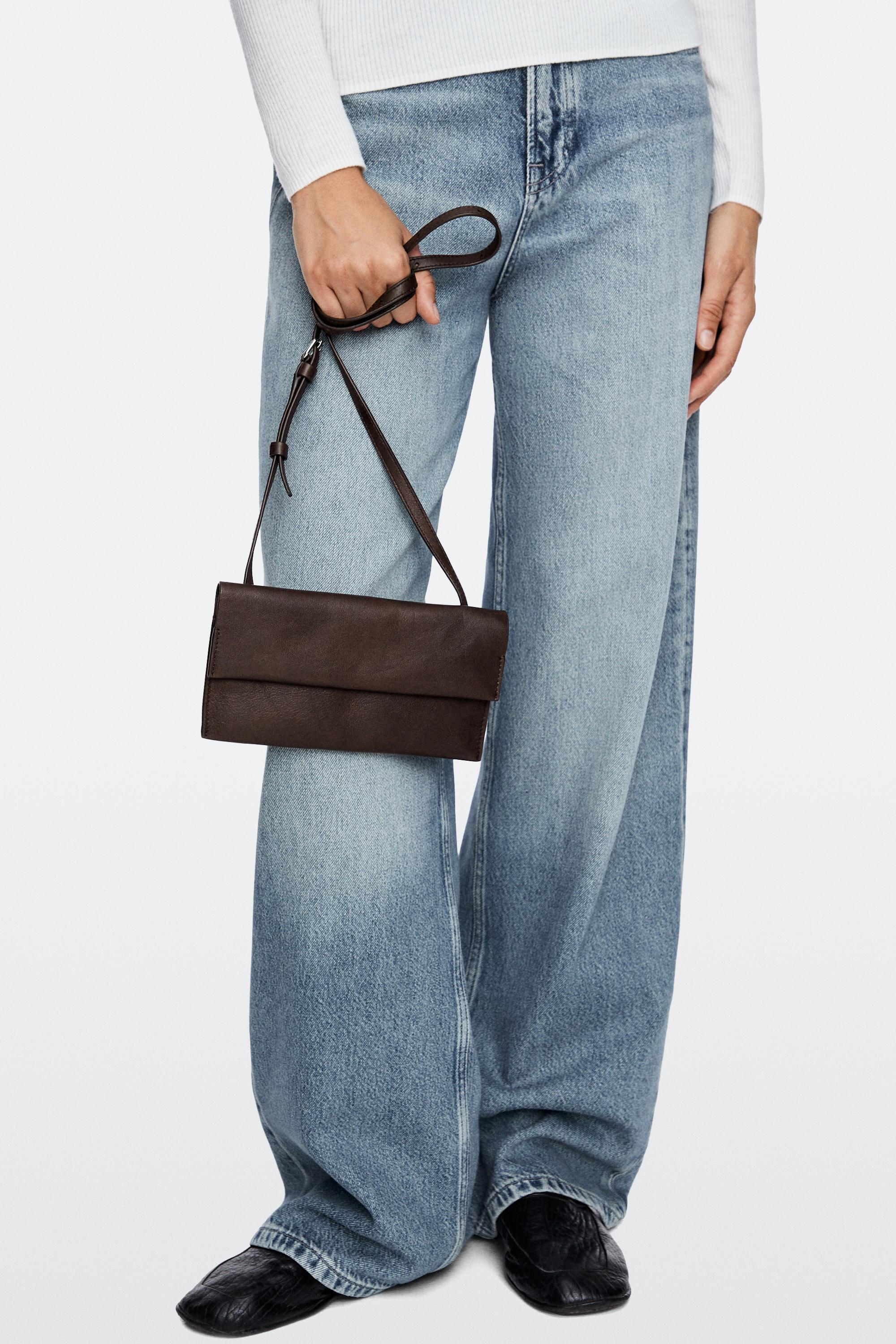 Nappa leather crossbody bag — BROWN