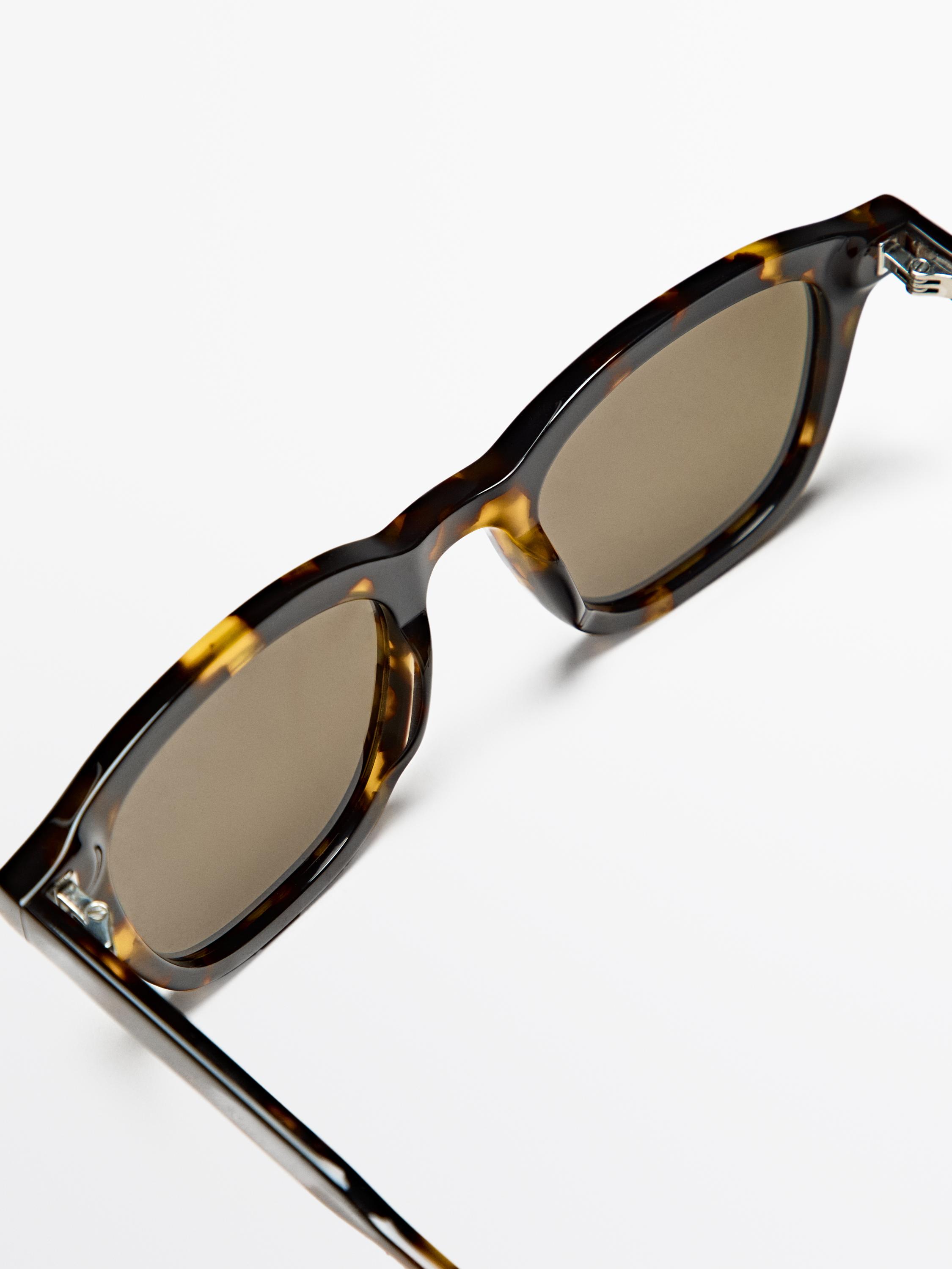 Rechteckige Sonnenbrille in Schildpattoptik